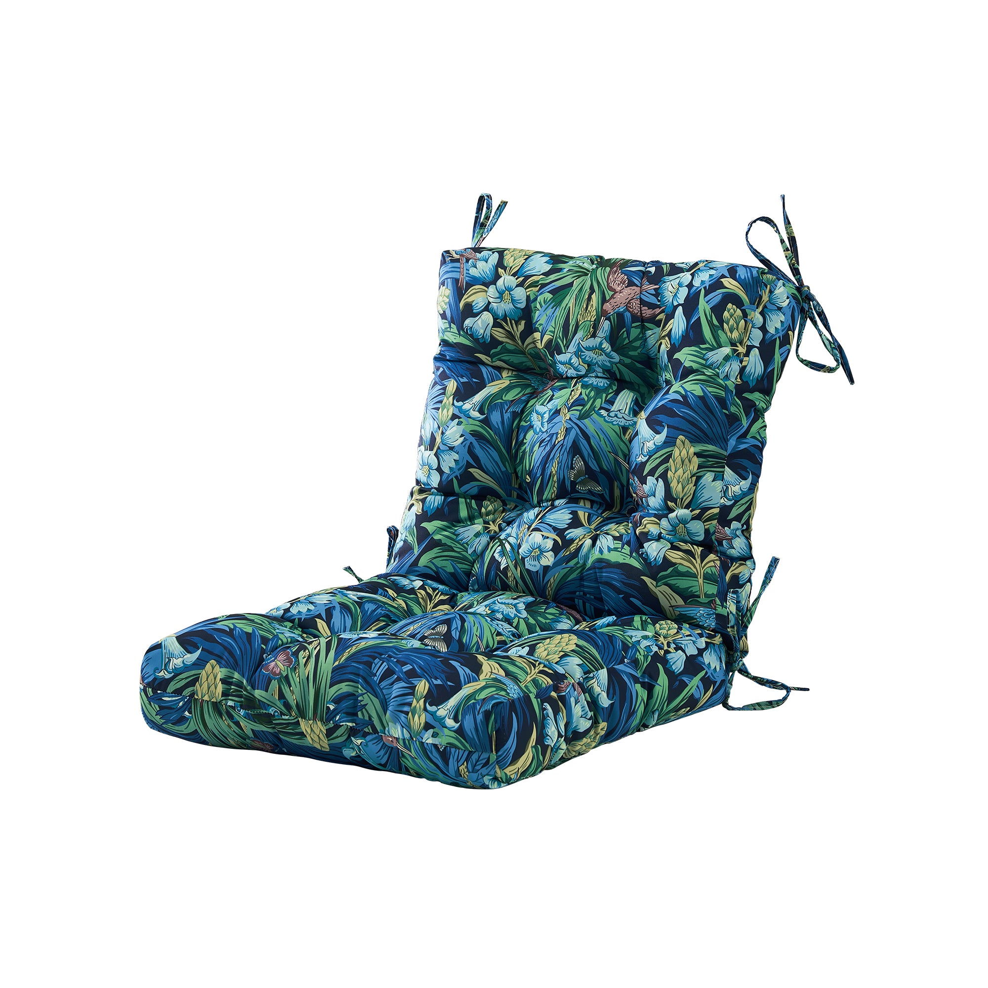 ARTPLAN Patio Chair Cushions Combined Seat and Back,Tufted Outdoor Swivel Chair Cushion with Tie,40"x20"x4",Floral