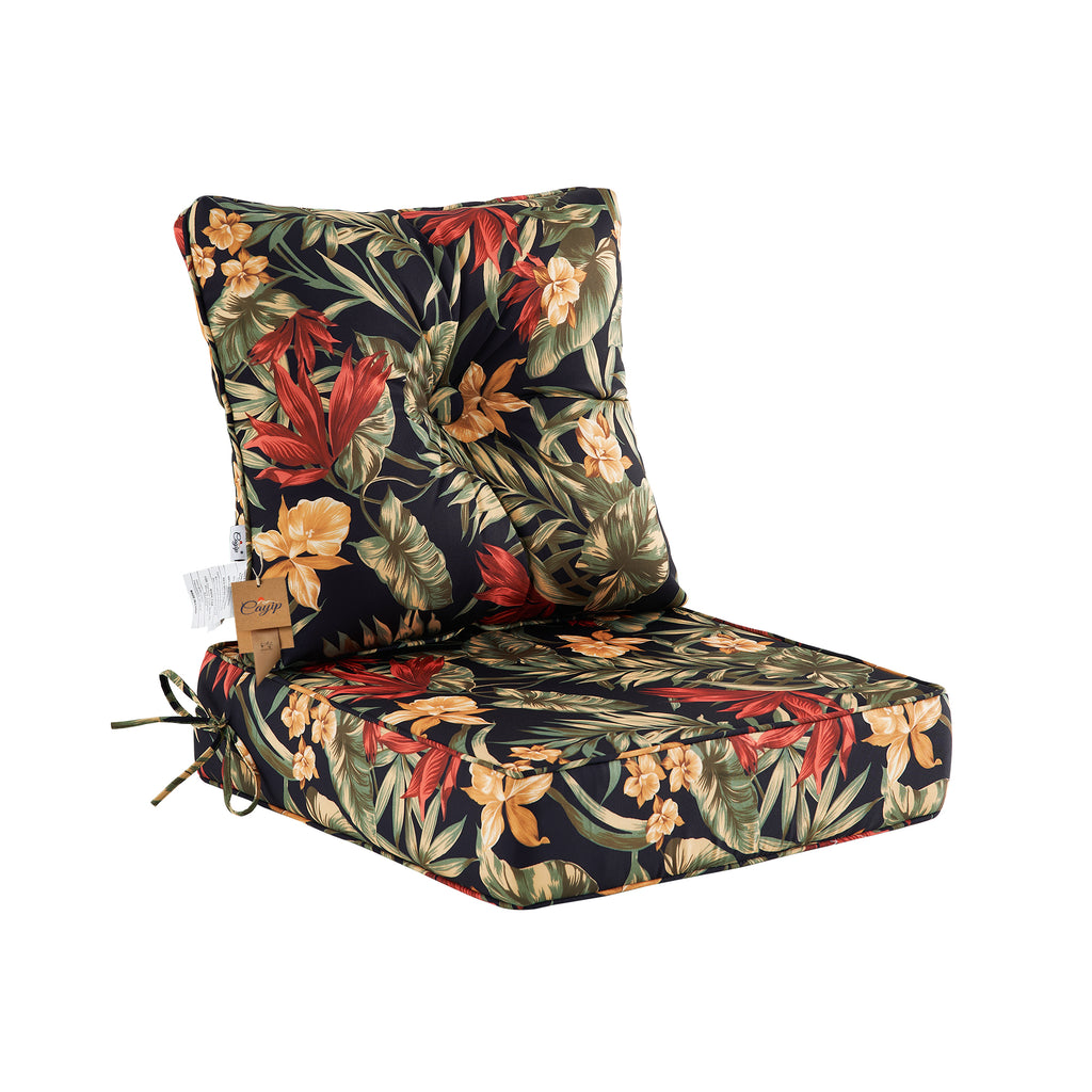 Deep Seat Pillow and High Back Chair Cushions Outdoor Water Repellent Replacement Patio Seating Cushions,Seat 24"x24"x6",Back 22"x24"x6"