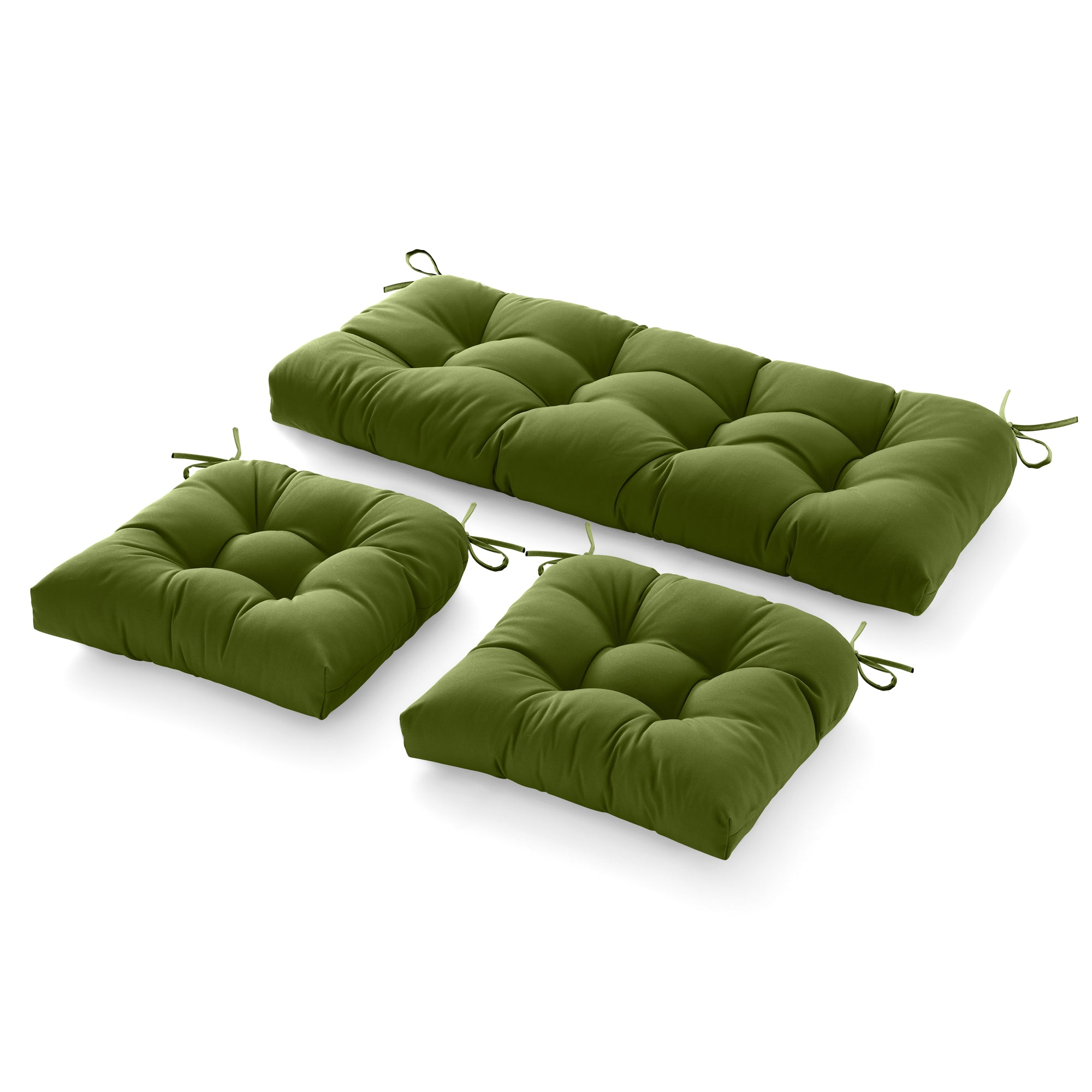 3 Pieces Outdoor Chair Cushions Clearance with Ties,44x19x5 Inches,1 Love seat &2 U-Shape Tufted Patio Bench Cushions for Wicker Outdoor Furniture,All Weather,