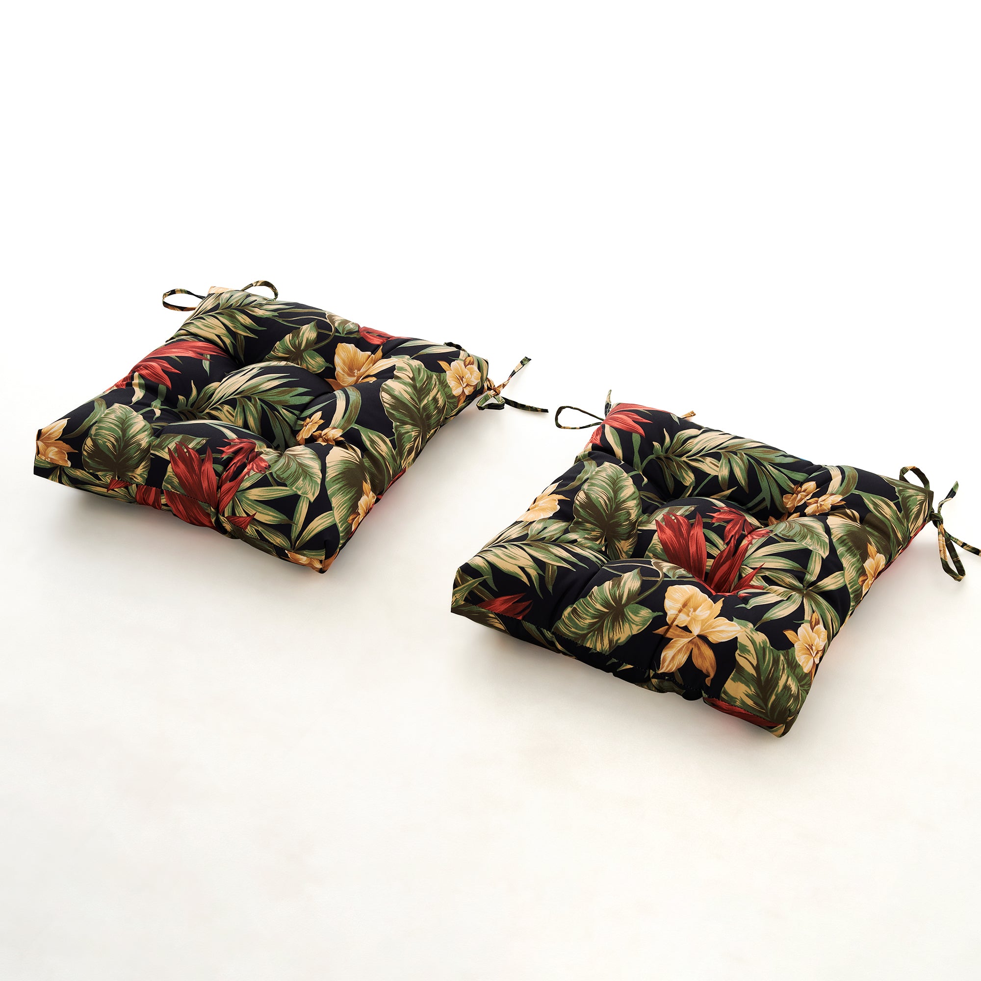 ARTPLANT Outdoor Dinning Seat Pads Cushions with Tie 19"x19"x4",Square Wicker Outdoor Tufted Chair Cushion,Set of 2