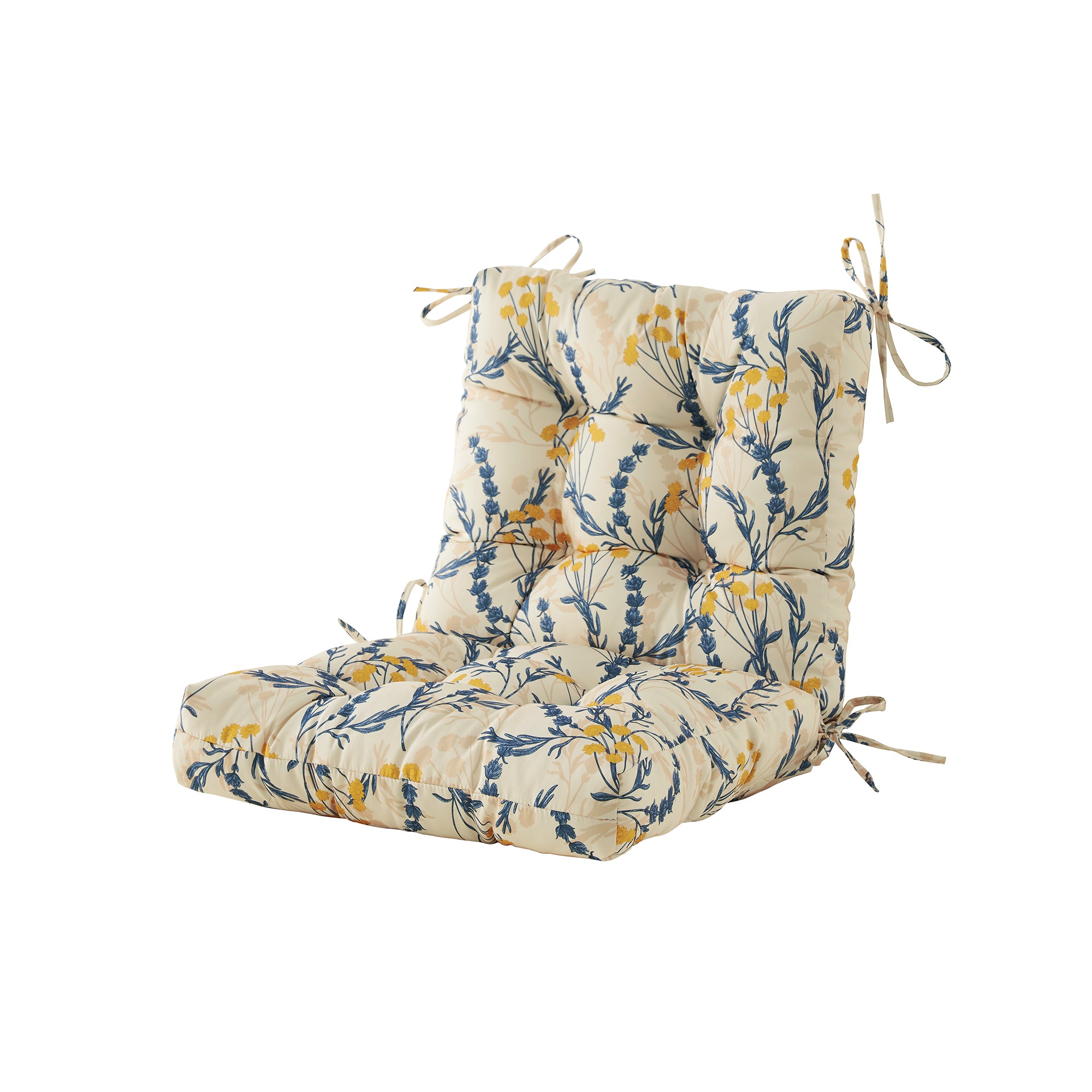 ARTPLAN Patio Chair Cushions Combined Seat and Back,Tufted Outdoor Swivel Chair Cushion with Tie,40"x20"x4",Floral