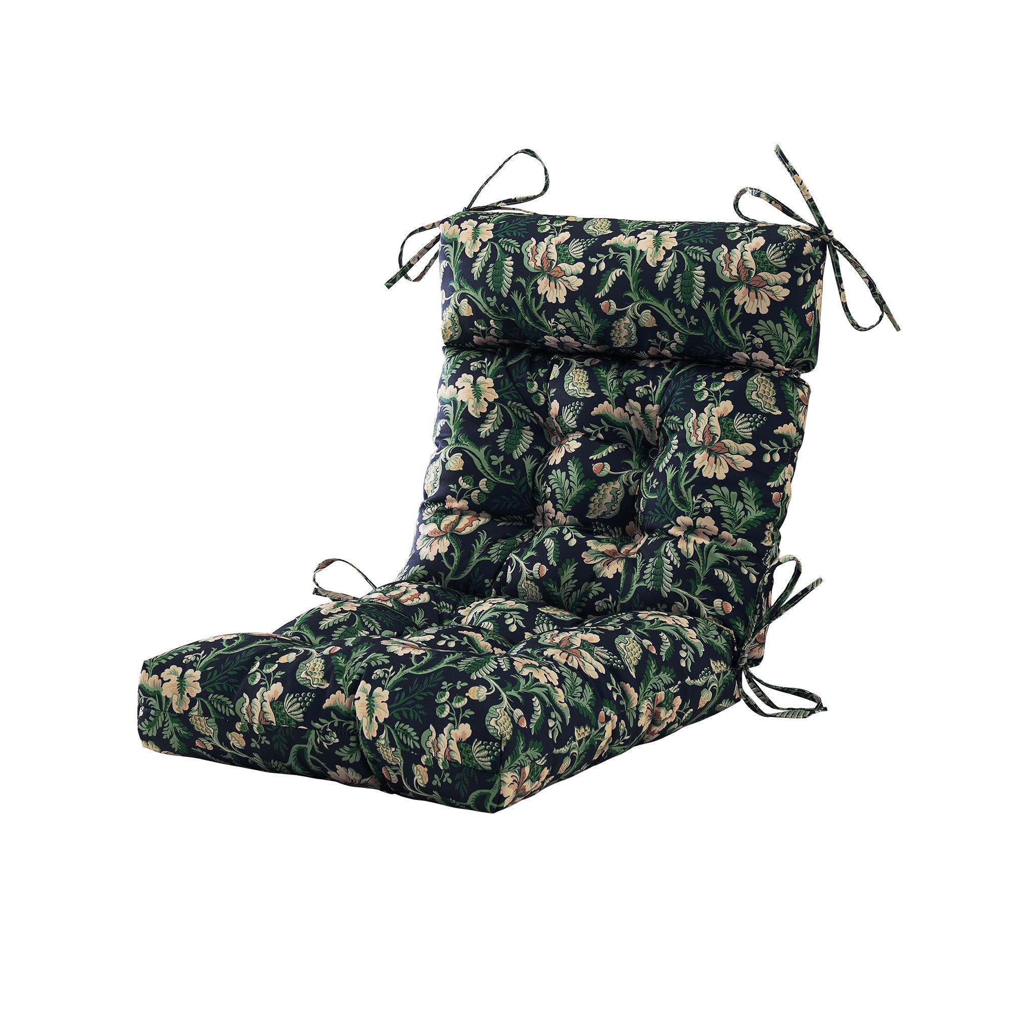 ARTPLAN Patio Chair Cushions Combined Seat and Back,Tufted Outdoor Swivel Chair Cushion with Tie,40"x20"x4"，Floral