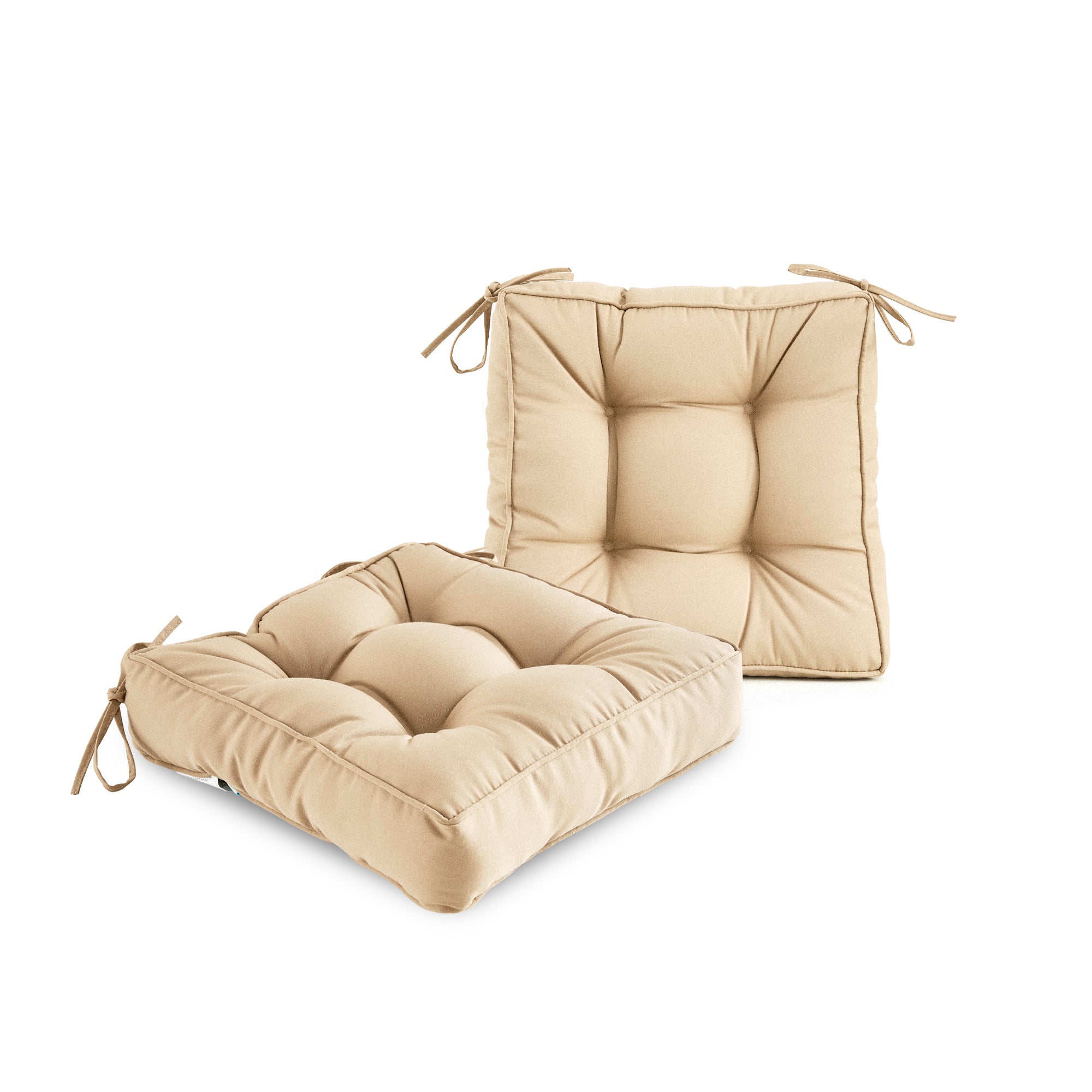 ARTPLAN Outdoor Seat Cushions,Pack of 2 Tufted  Patio Chair Pads 19x19x5 Inches Square Foam for Dining Chair