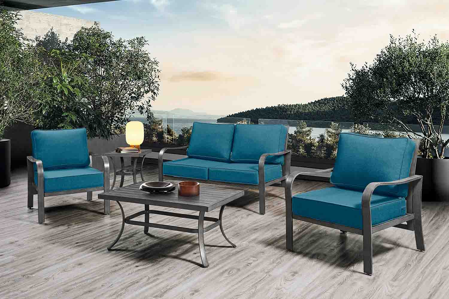 ARTPLAN Outdoor Cushions for Patio Furniture, 24x24x6" Thick Seat Cushion Set, Fade Resistant, Deep Seat Bottom and Back Cushion with Removable Cover