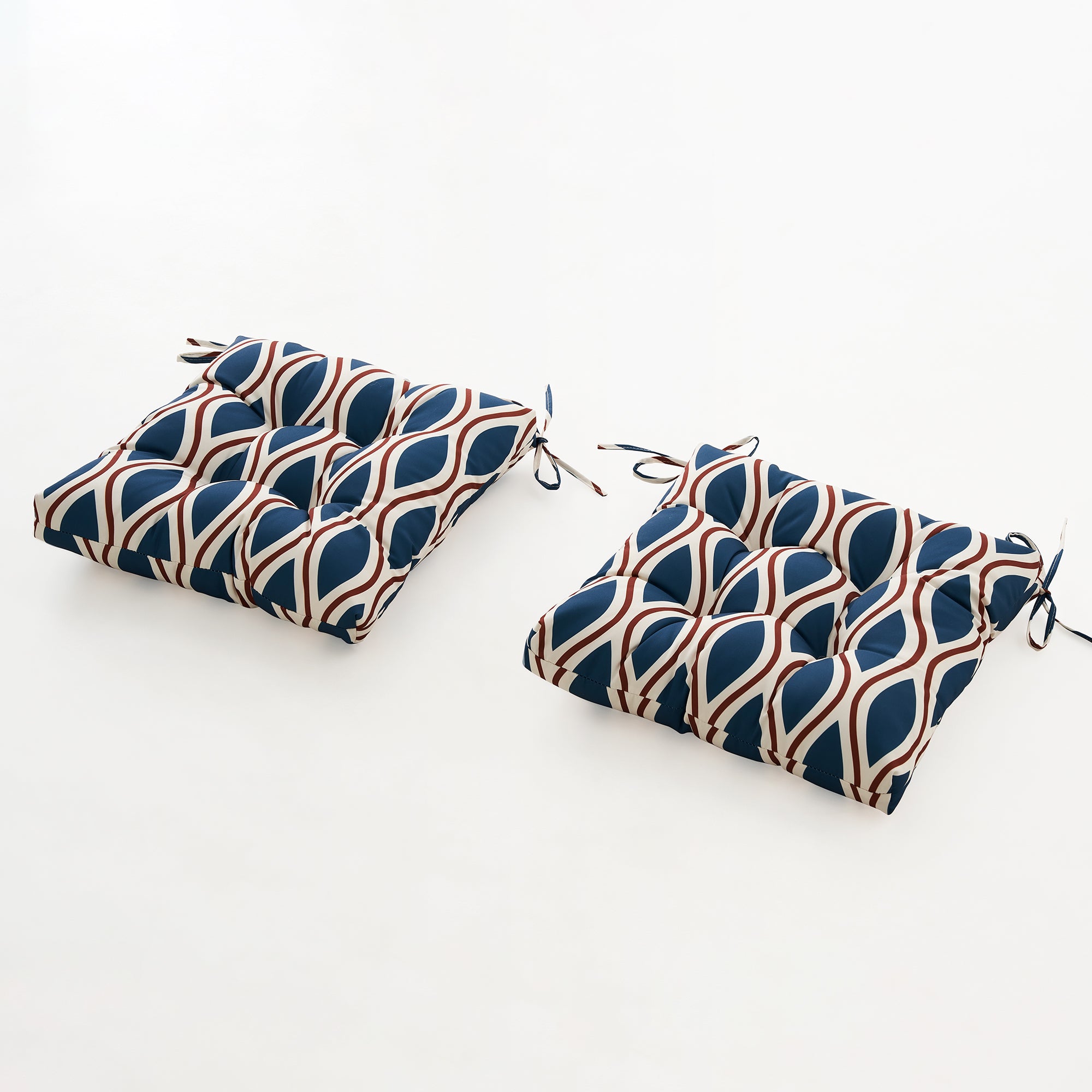 ARTPLANT Outdoor Dinning Seat Pads Cushions with Tie 19"x19"x4",Square Wicker Outdoor Tufted Chair Cushion,Set of 2