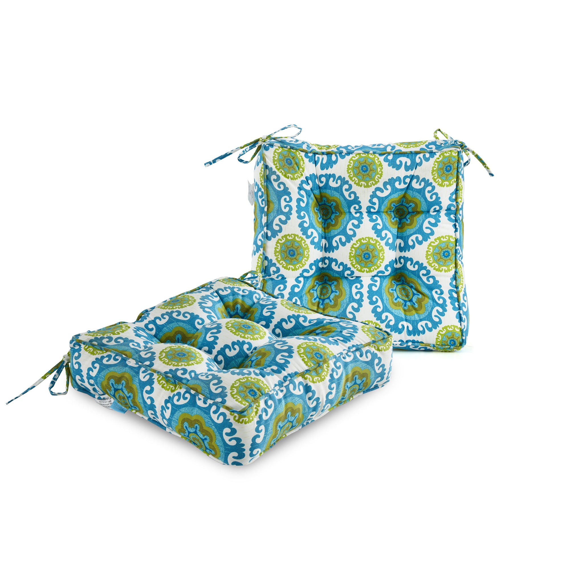 ARTPLAN Outdoor Seat Cushions,Pack of 2 Tufted  Patio Chair Pads 19x19x5 Inches Square Foam for Dining Chair