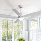 Ceiling Fans with Lights and Remote - 52 Inch Flush Mount Ceiling Fan with Noiseless Reversible DC Motor Timer LED Ceiling Fan for Bedroom Living Room Dining Room