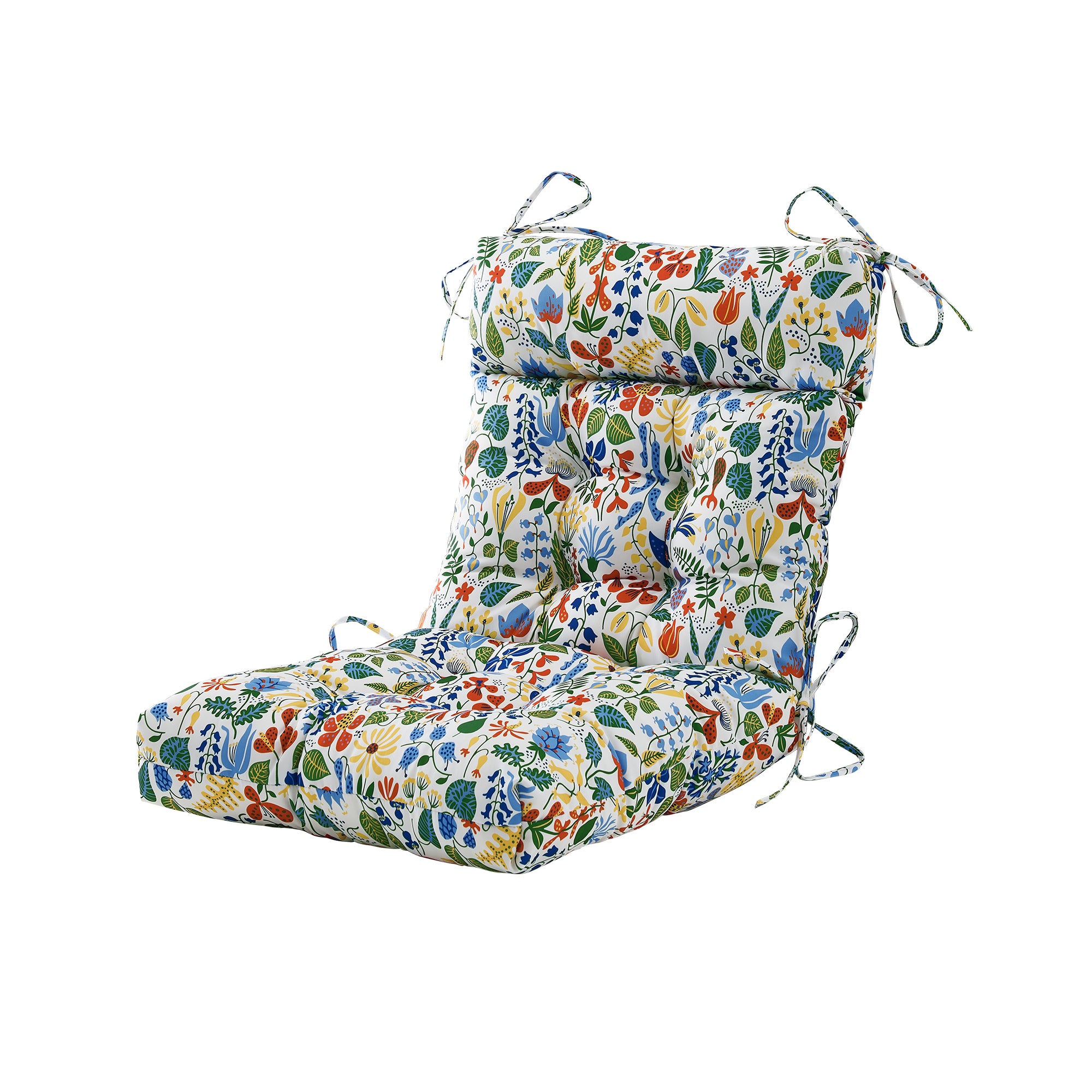 ARTPLAN Patio Chair Cushions Combined Seat and Back,Tufted Outdoor Swivel Chair Cushion with Tie,40"x20"x4"，Floral