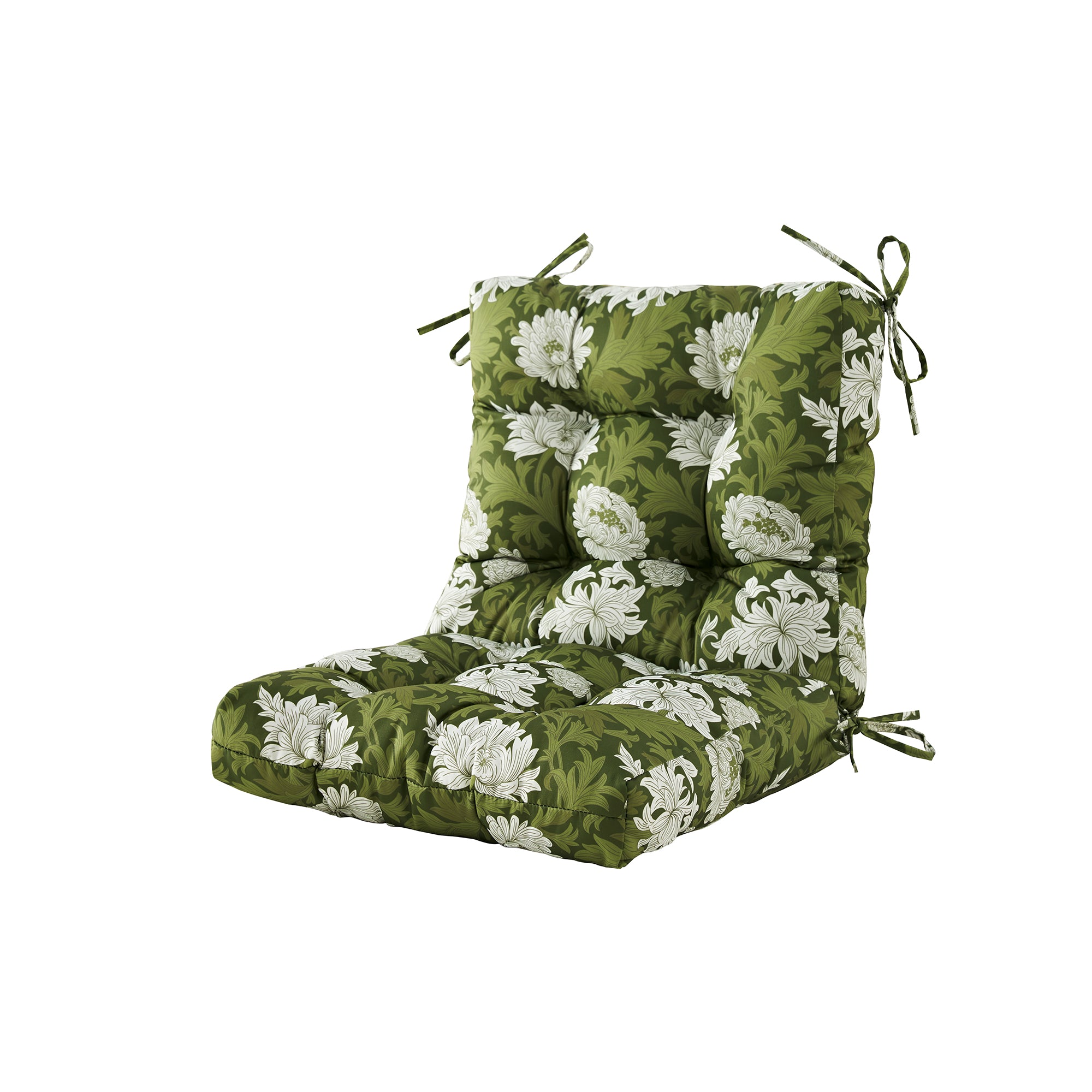 ARTPLAN Patio Chair Cushions Combined Seat and Back,Tufted Outdoor Swivel Chair Cushion with Tie,40"x20"x4",Floral