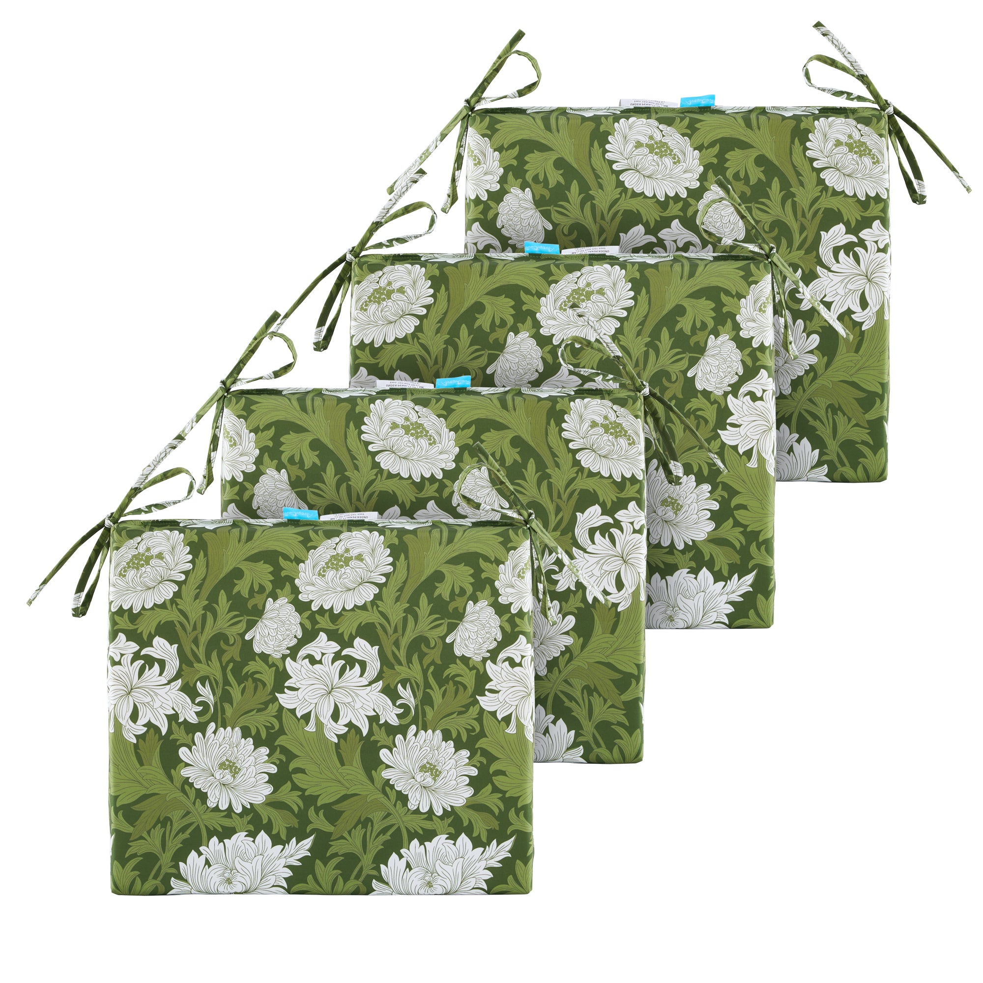 Outdoor Chair Cushions for Patio Furniture, Waterproof Outdoor Cushions, Round Corner Patio Chair Cushions Set of 4 with Ties,17"x16"x2"