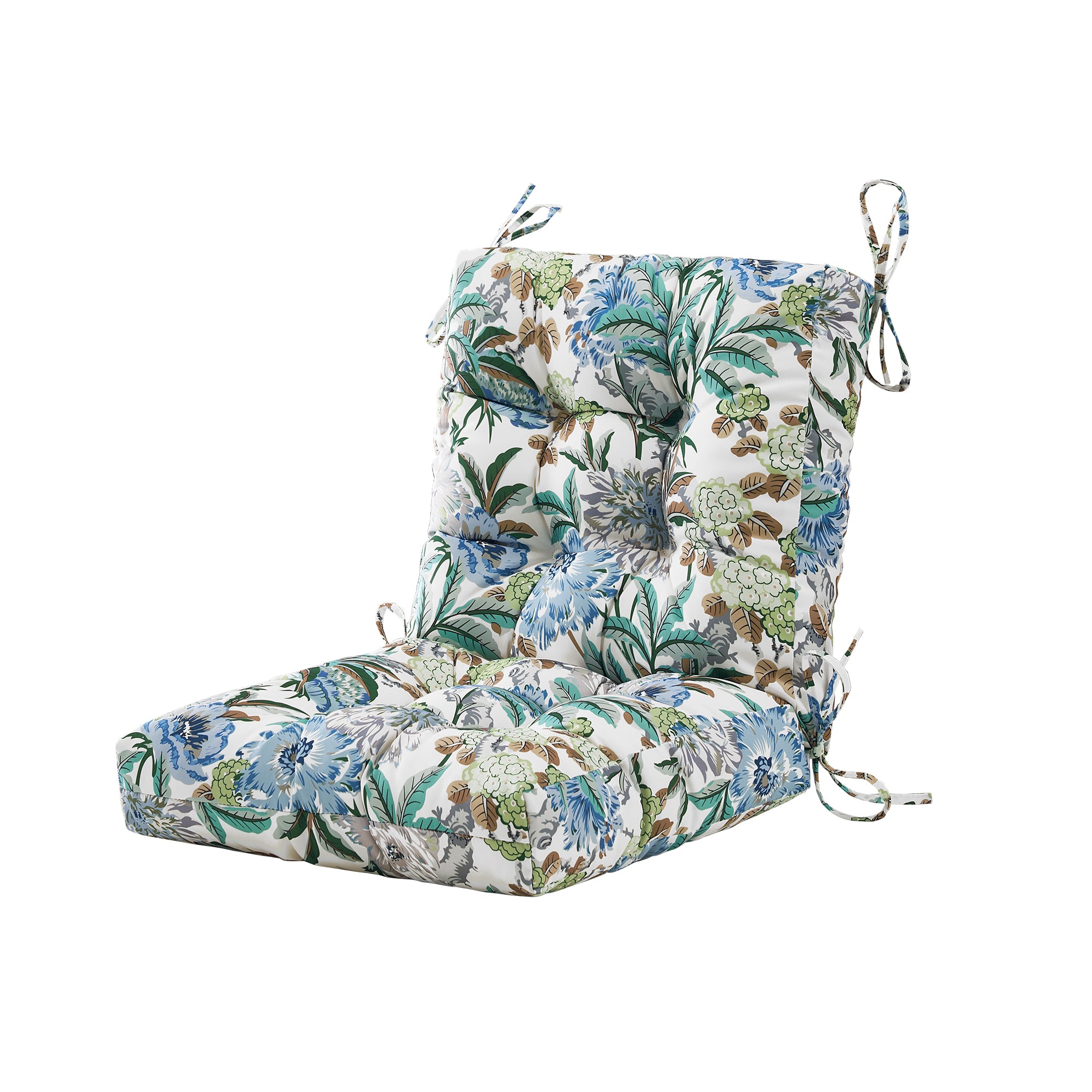 ARTPLAN Outdoor Chair Cushions,40"x20"x4",Low BackTufted Thick Outdoor Wicker Lawn Seat Cushion with Ties for Patio Furniture,Floral