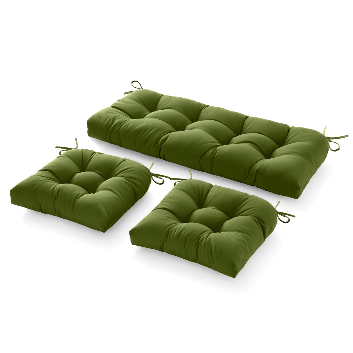 3 Pieces Outdoor Chair Cushions Clearance with Ties,44x19x5 Inches,1 Love seat &2 U-Shape Tufted Patio Bench Cushions for Wicker Outdoor Furniture,All Weather