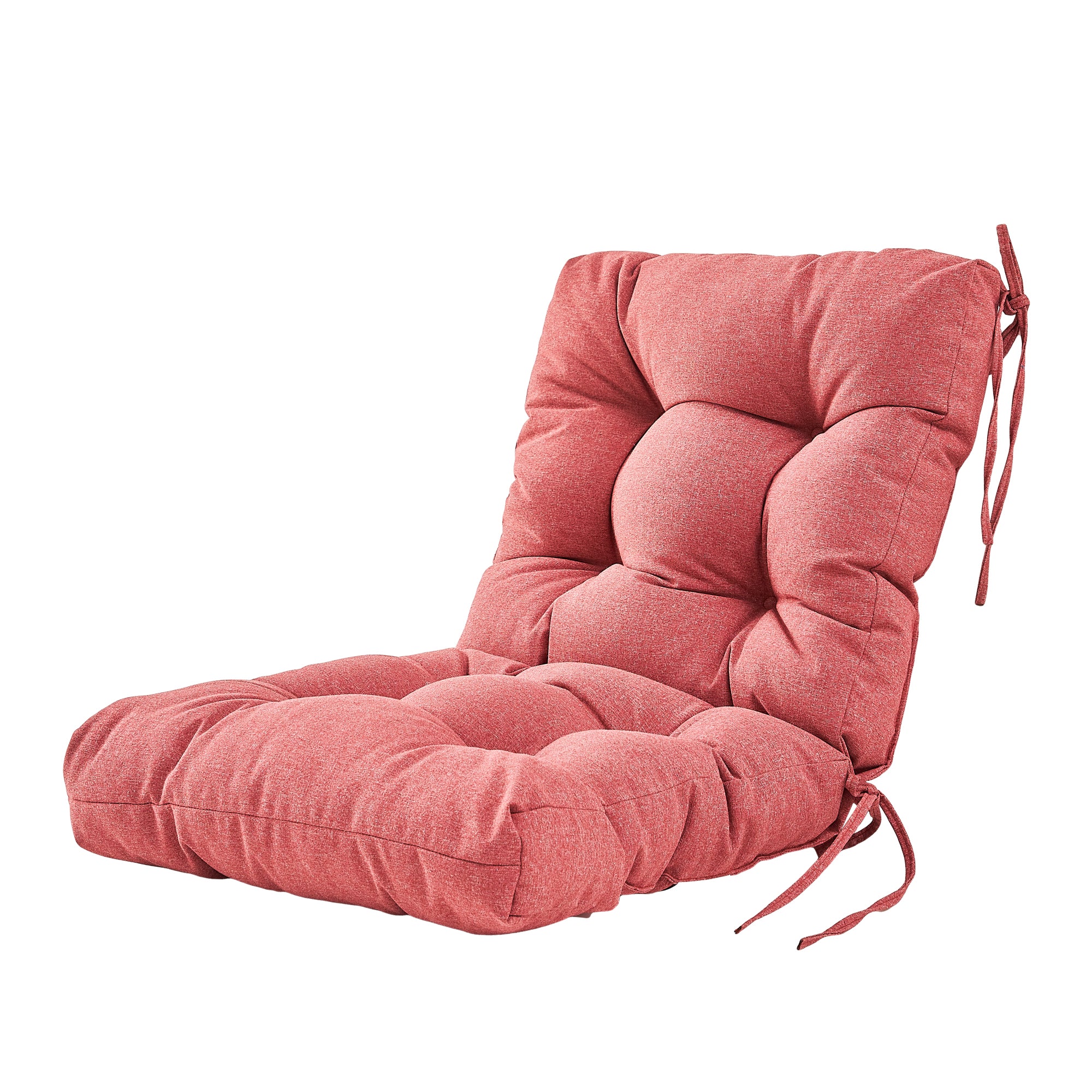 Artplan Outdoor Cushions Wicker Tufted Pillow with Back for Outdoor Furniture, Rocking Chair Cushion Premium Tufted Pads Set of Upper and Lower with Ties