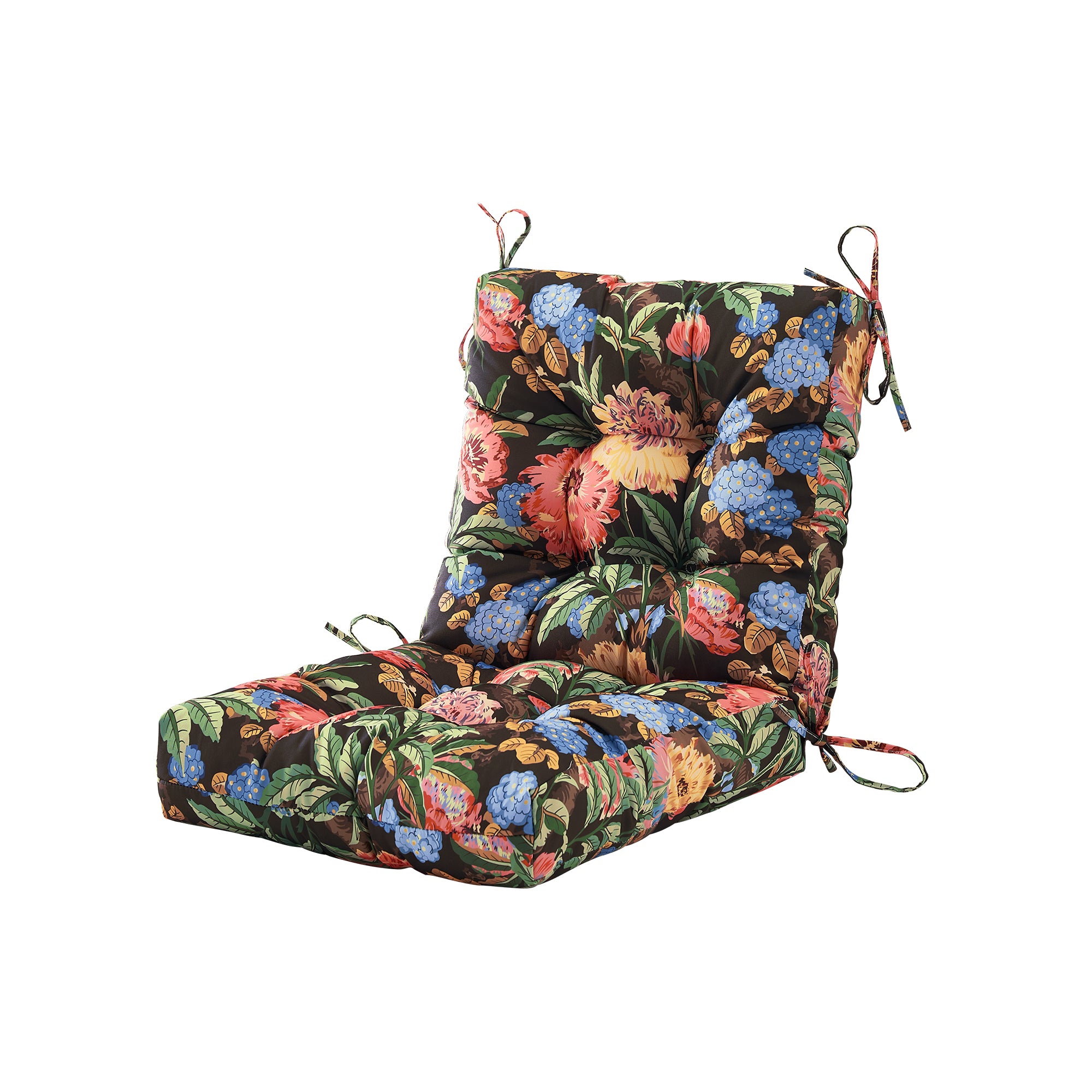 ARTPLAN Patio Chair Cushions Combined Seat and Back,Tufted Outdoor Swivel Chair Cushion with Tie,40"x20"x4",Floral