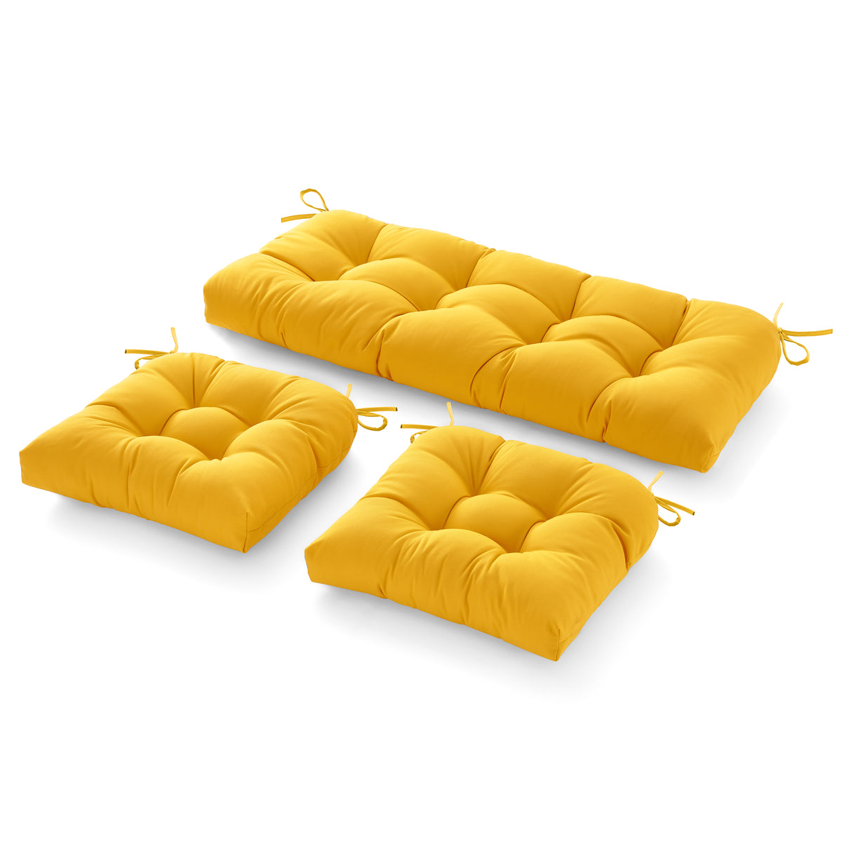 3 Pieces Outdoor Chair Cushions Clearance with Ties,44x19x5 Inches,1 Love seat &2 U-Shape Tufted Patio Bench Cushions for Wicker Outdoor Furniture,All Weather