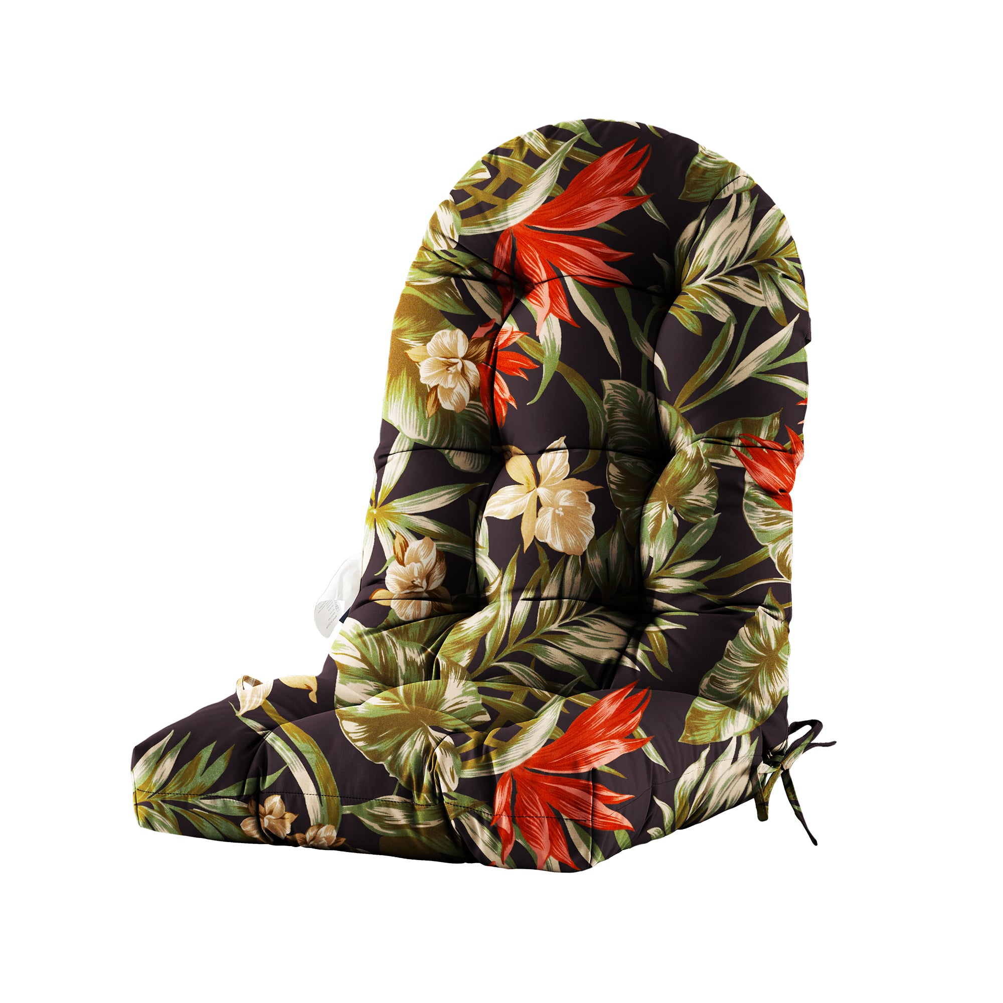 Floral High-Back Seat Cushion - Waterproof Outdoor Adirondack Chair Cushion for Patio Furniture with Tie, Vibrant Patterns, Premium Elastic Padding, Multi-Scenario Use
