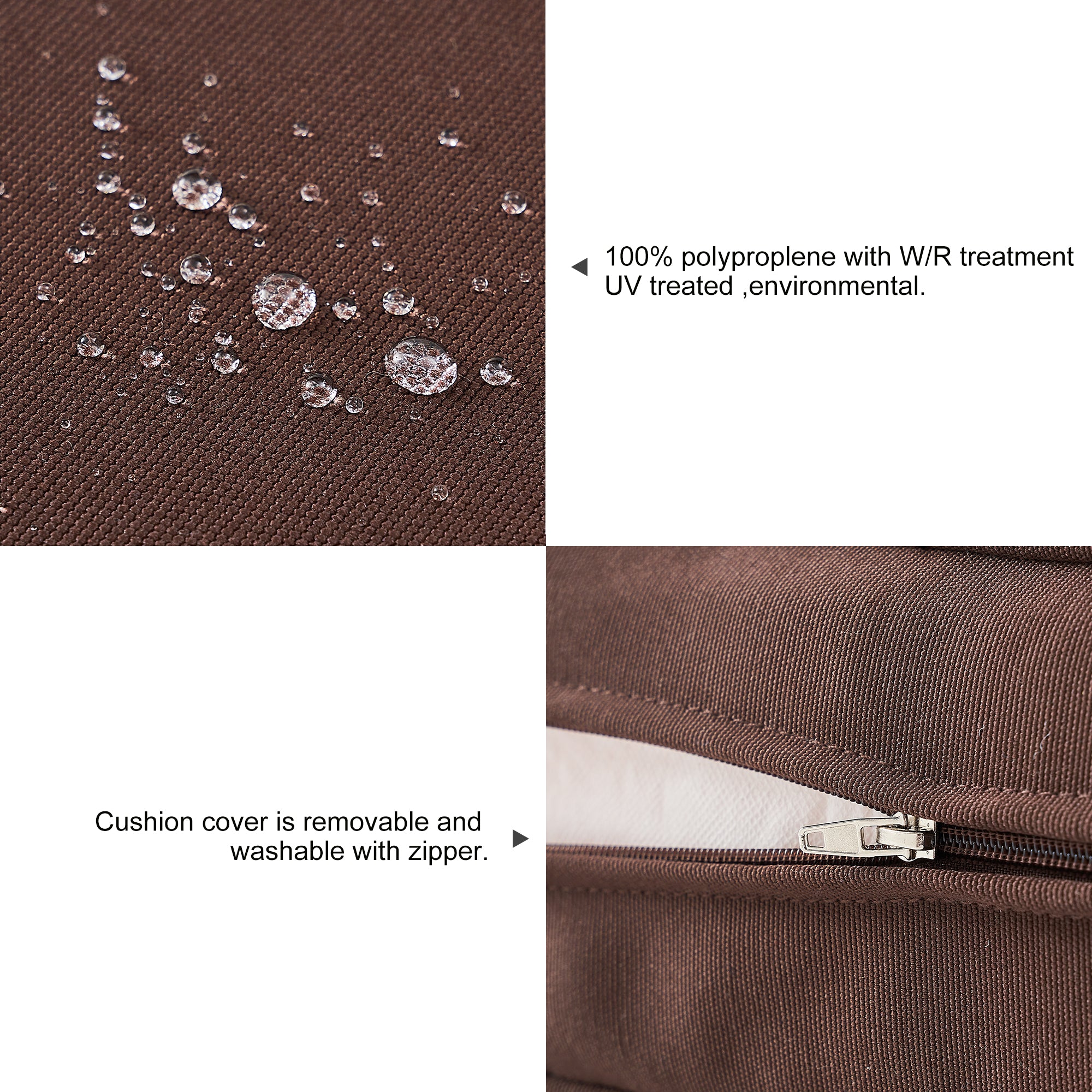 Outdoor Seat Cushion Set  24"W x 24"D x 4"T Waterproof & Fade Resistant Patio Furniture Cushions with Removable Zipper Cover, High-Resilience Foam for Chair Sofa Couch