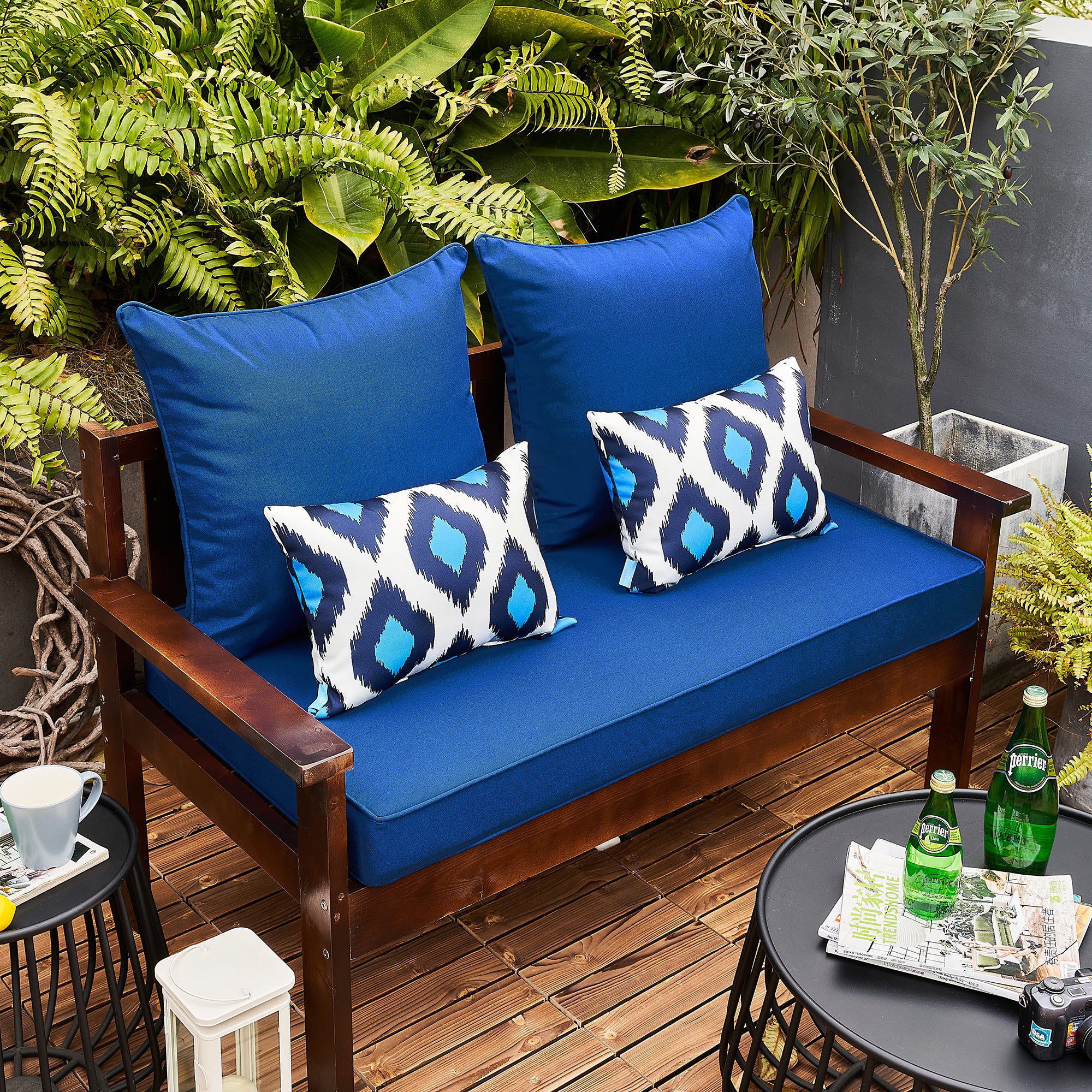 ARTPLAN Patio Bench Cushions Set of 5, Outdoor Sofa Cushions | All-Weather Fabric | Lumbar Support Pillows | Waterproof & Fade-Resistant for Sectionals