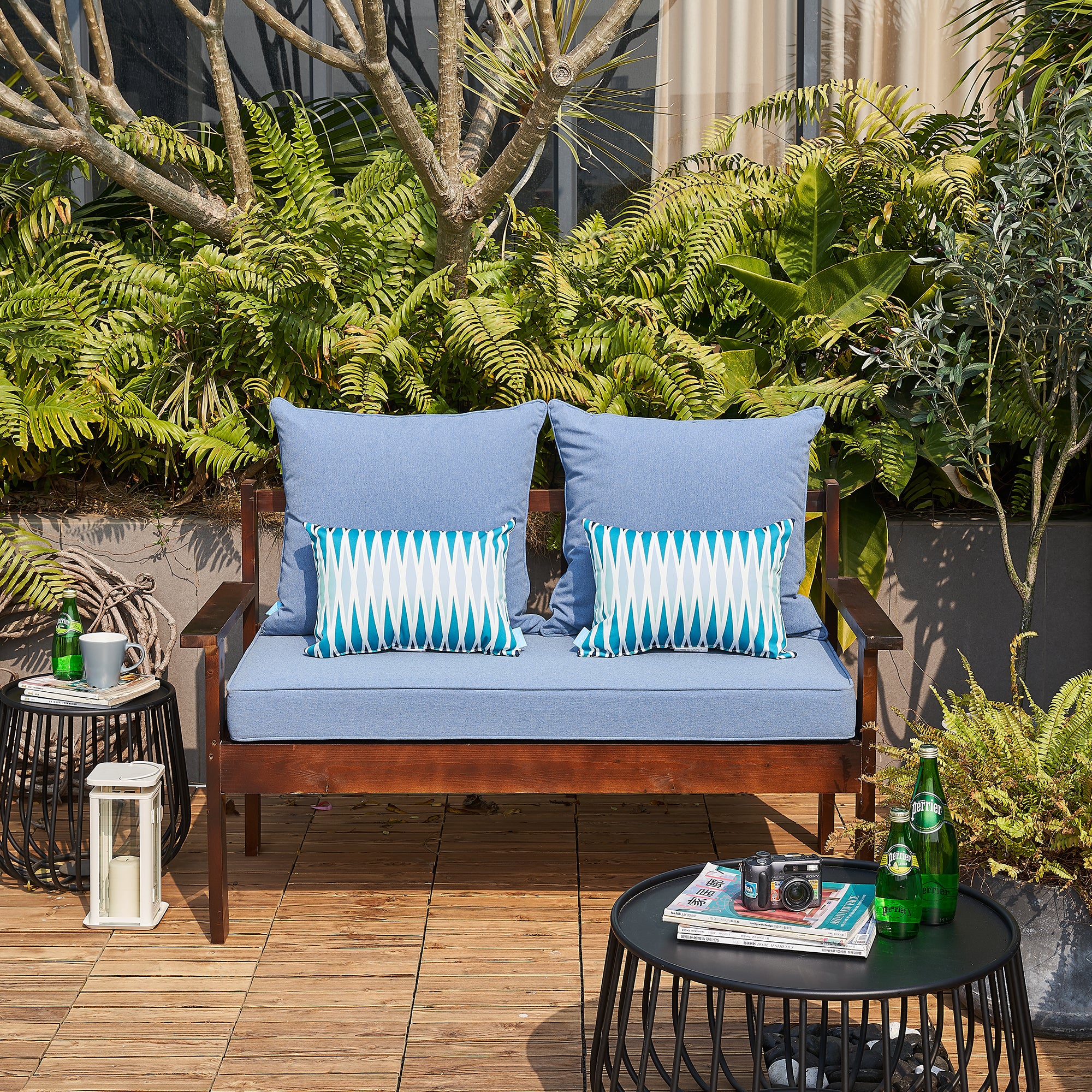 ARTPLAN Patio Bench Cushions Set of 5, Outdoor Sofa Cushions | All-Weather Fabric | Lumbar Support Pillows | Waterproof & Fade-Resistant for Sectionals