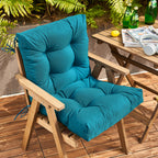 Artplan Outdoor Cushions Wicker Tufted Pillow with Back for Outdoor Furniture, Rocking Chair Cushion Premium Tufted Pads Set of Upper and Lower with Ties