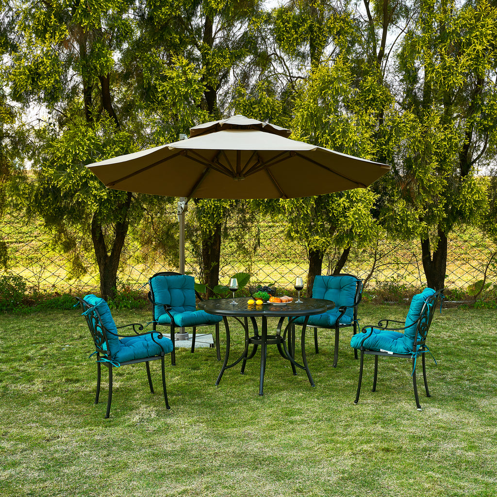 Artplan Outdoor Cushions Wicker Tufted Pillow with Back for Outdoor Furniture, Rocking Chair Cushion Premium Tufted Pads Set of Upper and Lower with Ties