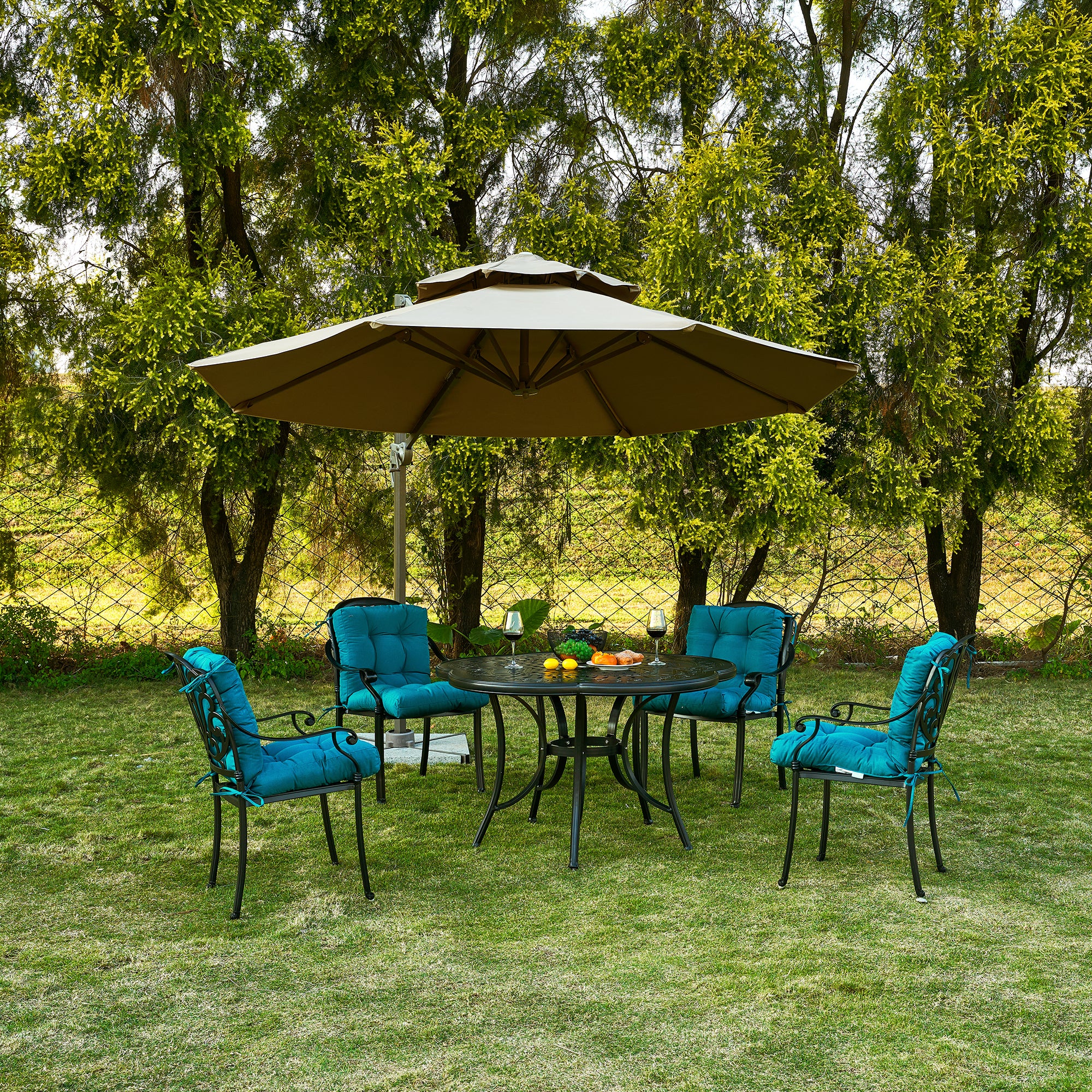 Artplan Outdoor Cushions Wicker Tufted Pillow with Back for Outdoor Furniture, Rocking Chair Cushion Premium Tufted Pads Set of Upper and Lower with Ties
