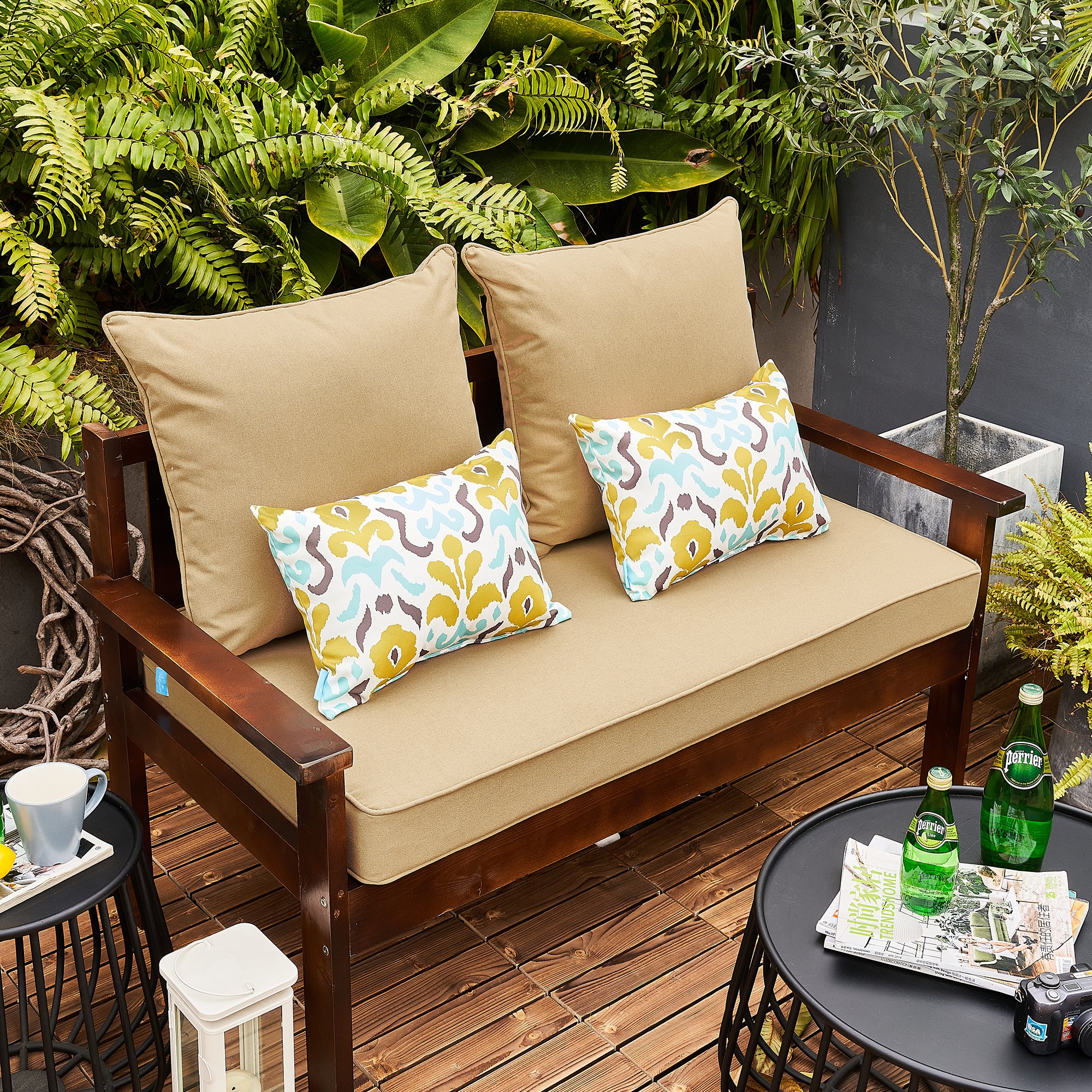 ARTPLAN Patio Bench Cushions Set of 5, Outdoor Sofa Cushions | All-Weather Fabric | Lumbar Support Pillows | Waterproof & Fade-Resistant for Sectionals
