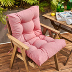 Artplan Outdoor Cushions Wicker Tufted Pillow with Back for Outdoor Furniture, Rocking Chair Cushion Premium Tufted Pads Set of Upper and Lower with Ties