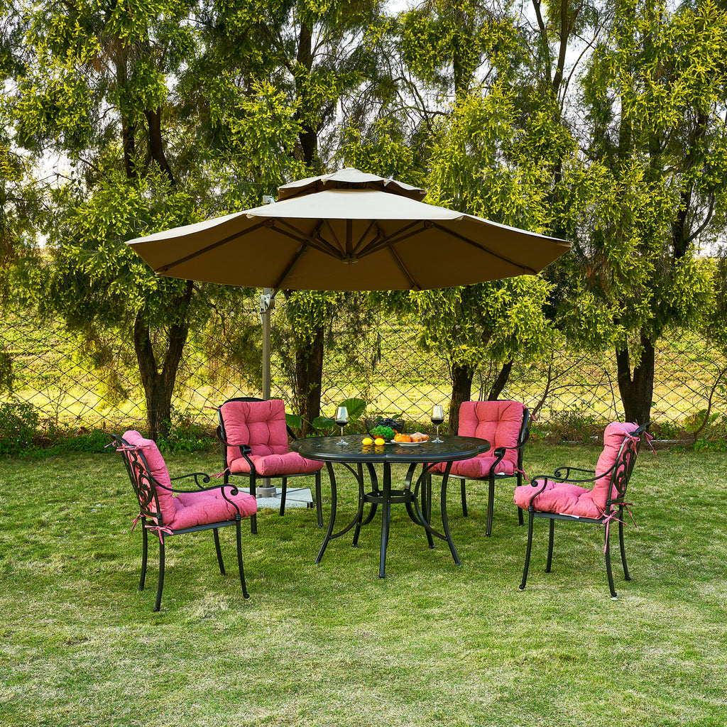 Artplan Outdoor Cushions Wicker Tufted Pillow with Back for Outdoor Furniture, Rocking Chair Cushion Premium Tufted Pads Set of Upper and Lower with Ties