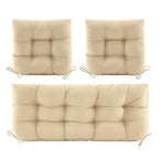 3 Pieces Outdoor Chair Cushions Clearance with Ties,44x19x5 Inches,1 Love seat &2 U-Shape Tufted Patio Bench Cushions for Wicker Outdoor Furniture,All Weather,
