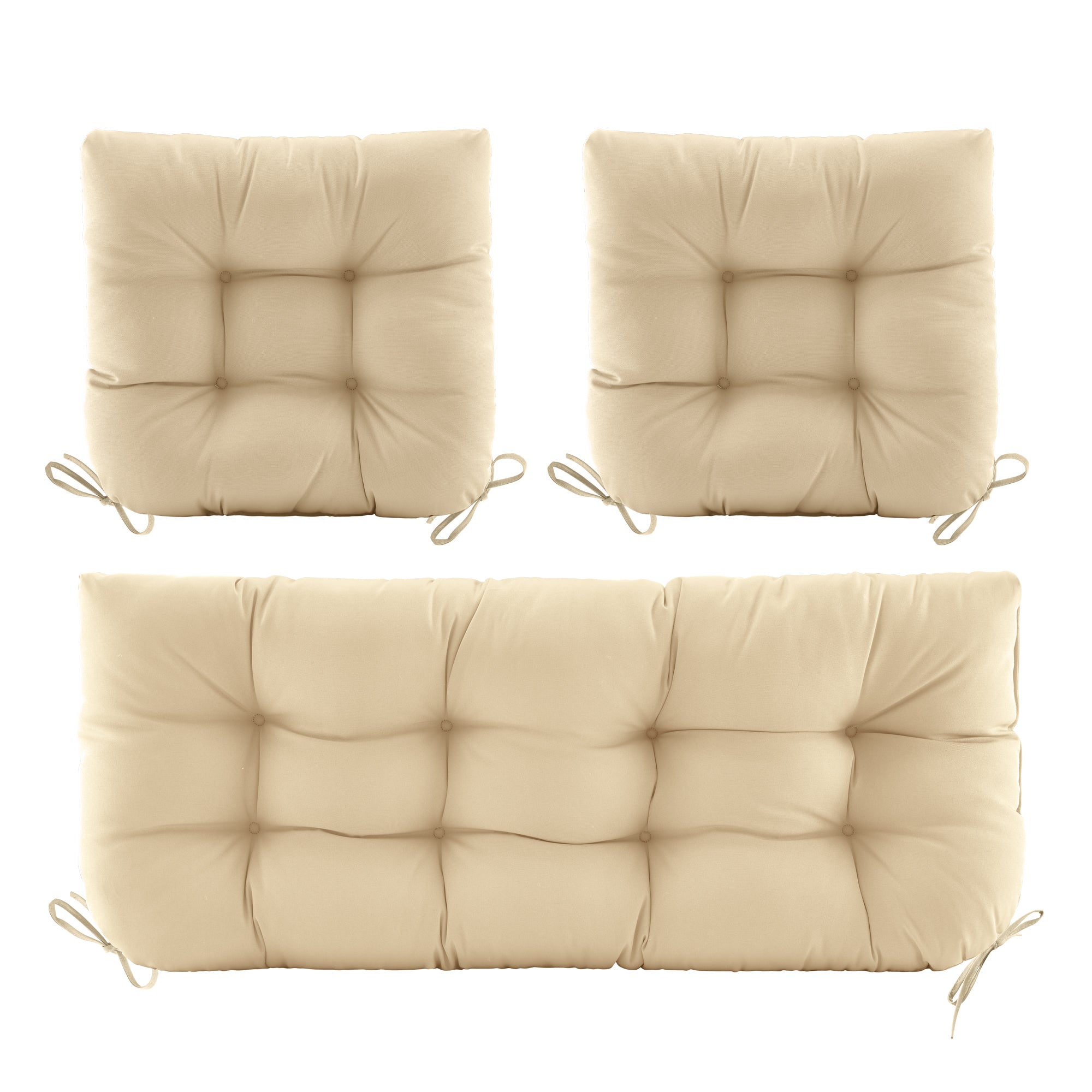 3 Pieces Outdoor Chair Cushions Clearance with Ties,44x19x5 Inches,1 Love seat &2 U-Shape Tufted Patio Bench Cushions for Wicker Outdoor Furniture,All Weather,