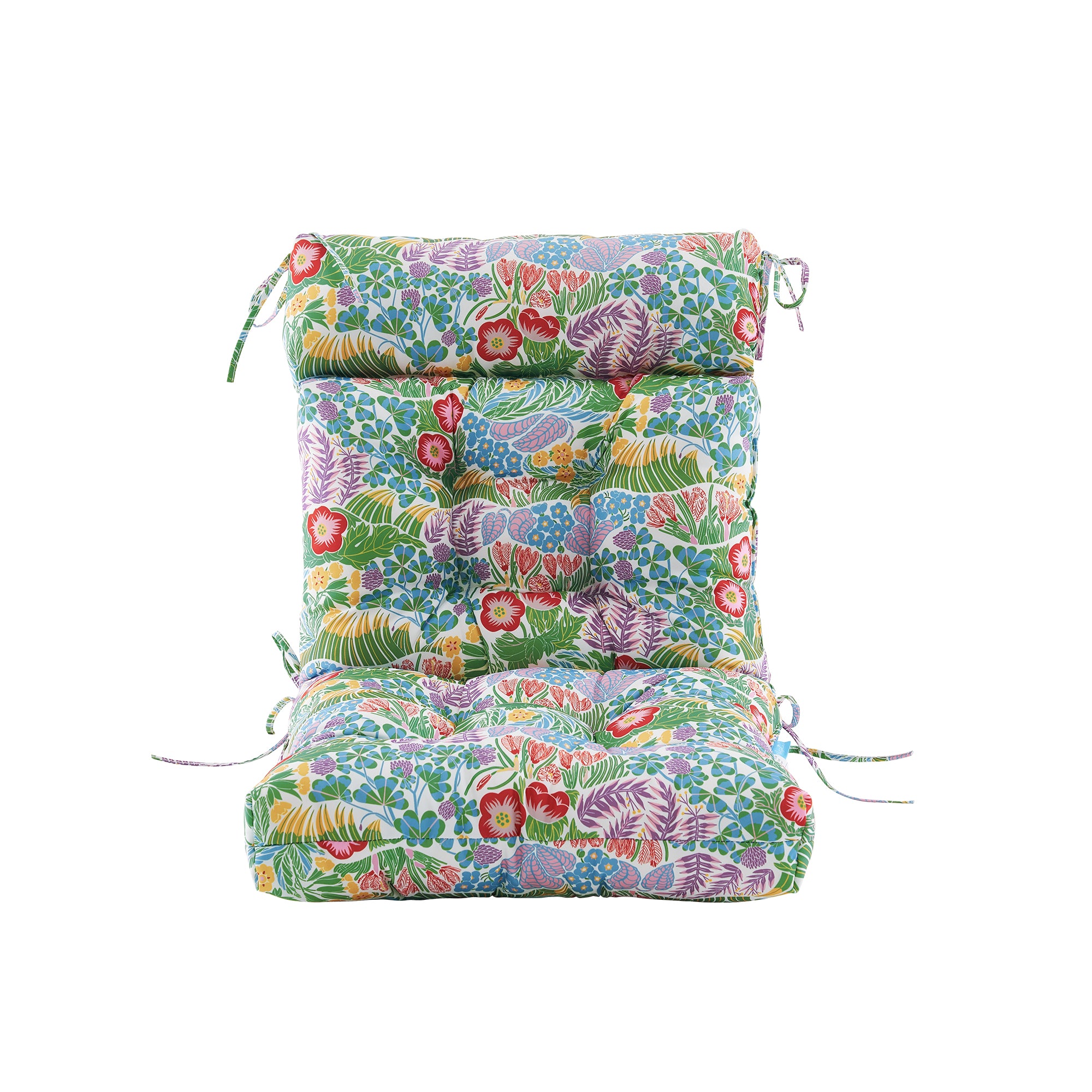 ARTPLAN Patio Chair Cushions Combined Seat and Back,Tufted Outdoor Swivel Chair Cushion with Tie,40"x20"x4"，Floral