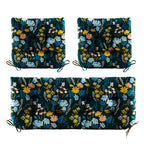 3 Pieces Outdoor Chair Cushions Set–Waterproof Tufted Cushions with Ties for Patio coversation, Loveseat & Bench, 44"x19"x5" UV-Resistant & Fade-Proof with Premium Polyester Filled