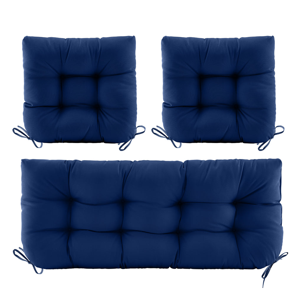 3 Pieces Outdoor Chair Cushions Clearance with Ties,44x19x5 Inches,1 Love seat &2 U-Shape Tufted Patio Bench Cushions for Wicker Outdoor Furniture,All Weather,