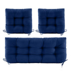 3 Pieces Outdoor Chair Cushions Clearance with Ties,44x19x5 Inches,1 Love seat &2 U-Shape Tufted Patio Bench Cushions for Wicker Outdoor Furniture,All Weather,