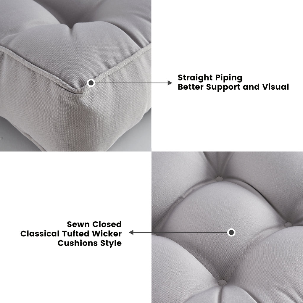 ARTPLAN Outdoor Seat Cushions,Pack of 2 Tufted  Patio Chair Pads 19x19x5 Inches Square Foam for Dining Chair