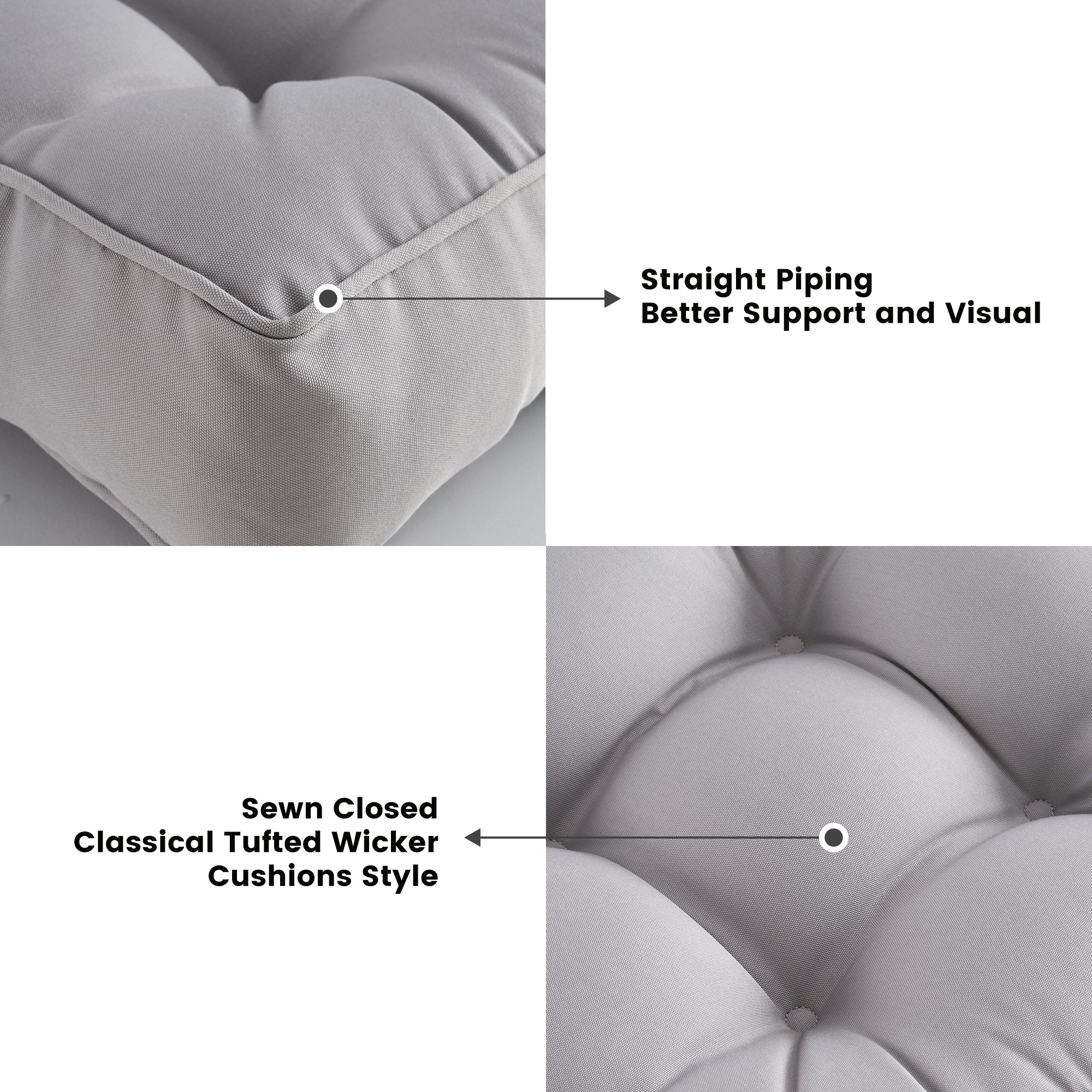 ARTPLAN Outdoor Seat Cushions,Pack of 2 Tufted  Patio Chair Pads 19x19x5 Inches Square Foam for Dining Chair