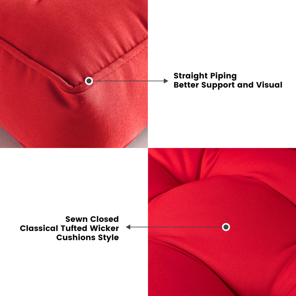 ARTPLAN Outdoor Seat Cushions,Pack of 2 Tufted  Patio Chair Pads 19x19x5 Inches Square Foam for Dining Chair