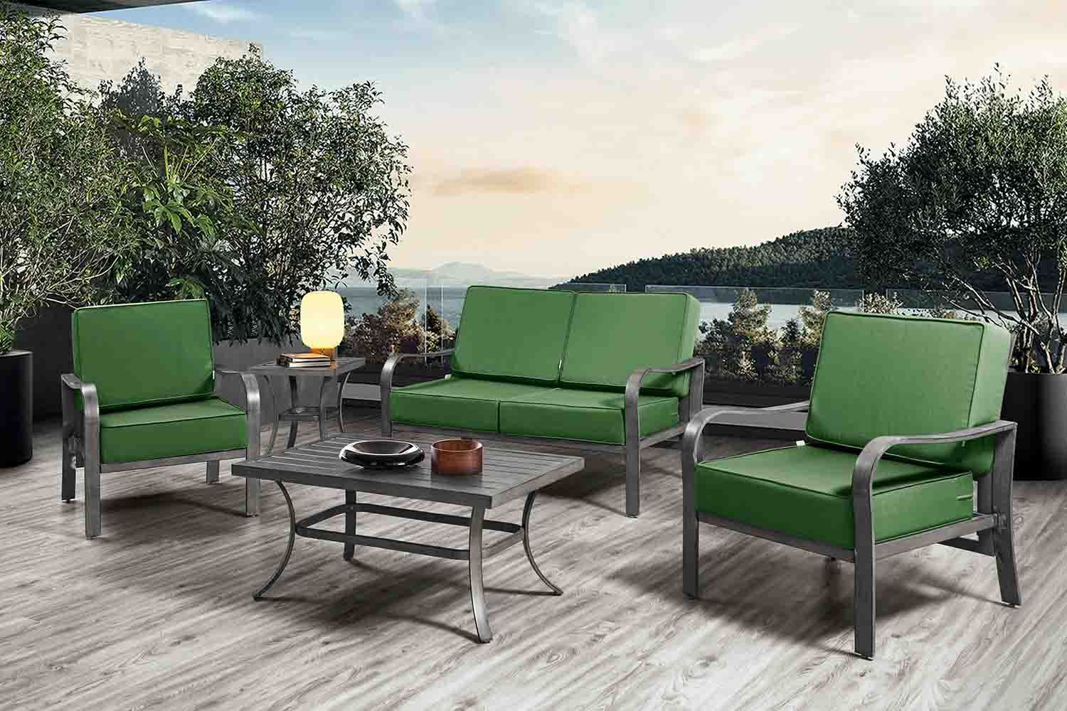 ARTPLAN Outdoor Cushions for Patio Furniture, 24x24x6" Thick Seat Cushion Set, Fade Resistant, Deep Seat Bottom and Back Cushion with Removable Cover