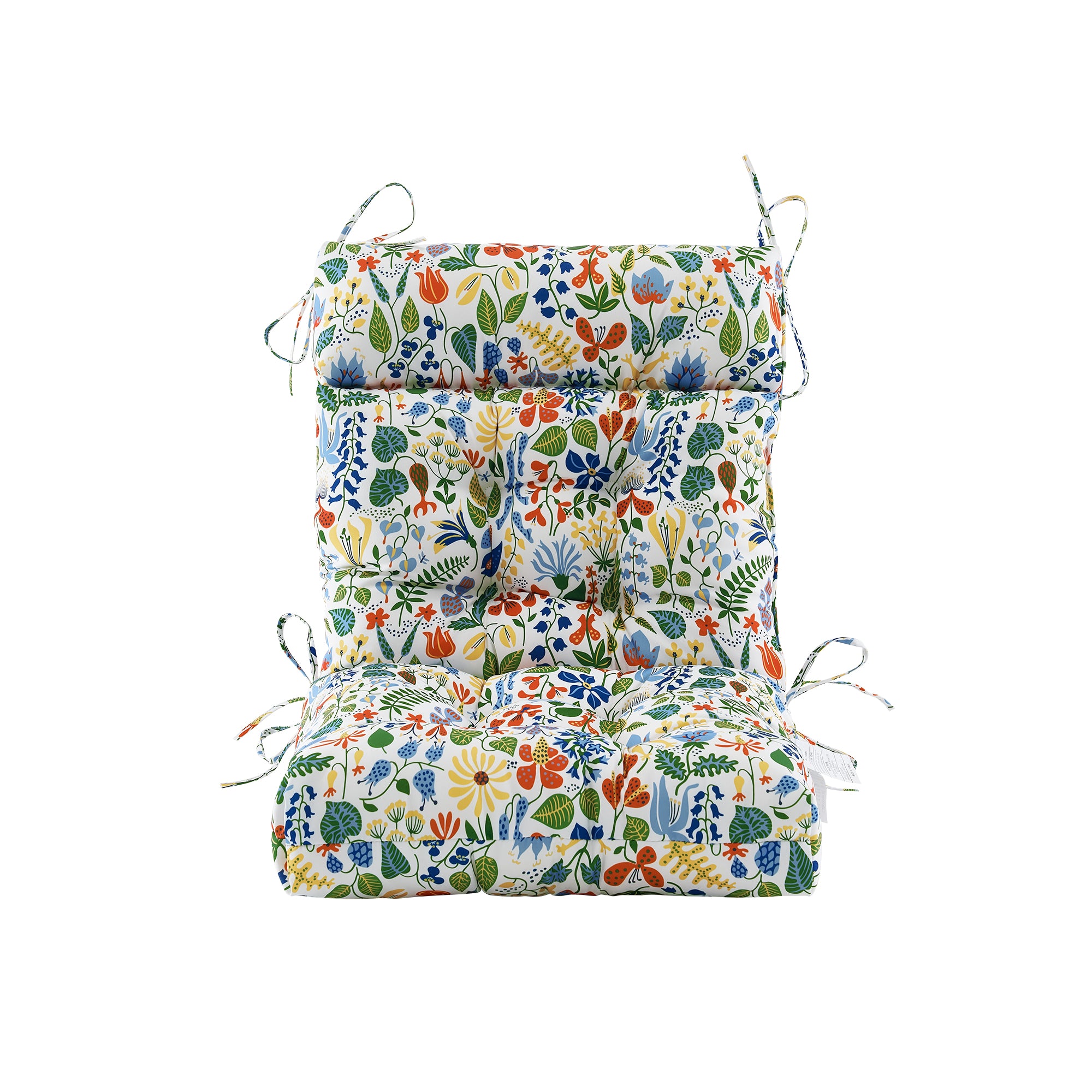 ARTPLAN Patio Chair Cushions Combined Seat and Back,Tufted Outdoor Swivel Chair Cushion with Tie,40"x20"x4"，Floral