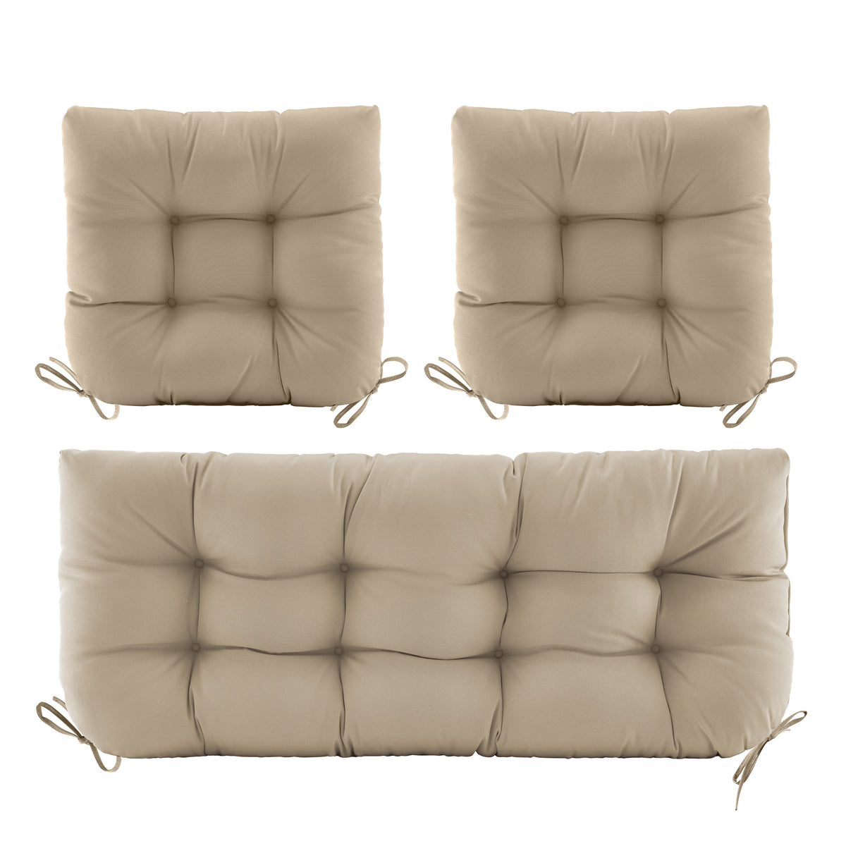 3 Pieces Outdoor Chair Cushions Clearance with Ties,44x19x5 Inches,1 Love seat &2 U-Shape Tufted Patio Bench Cushions for Wicker Outdoor Furniture,All Weather