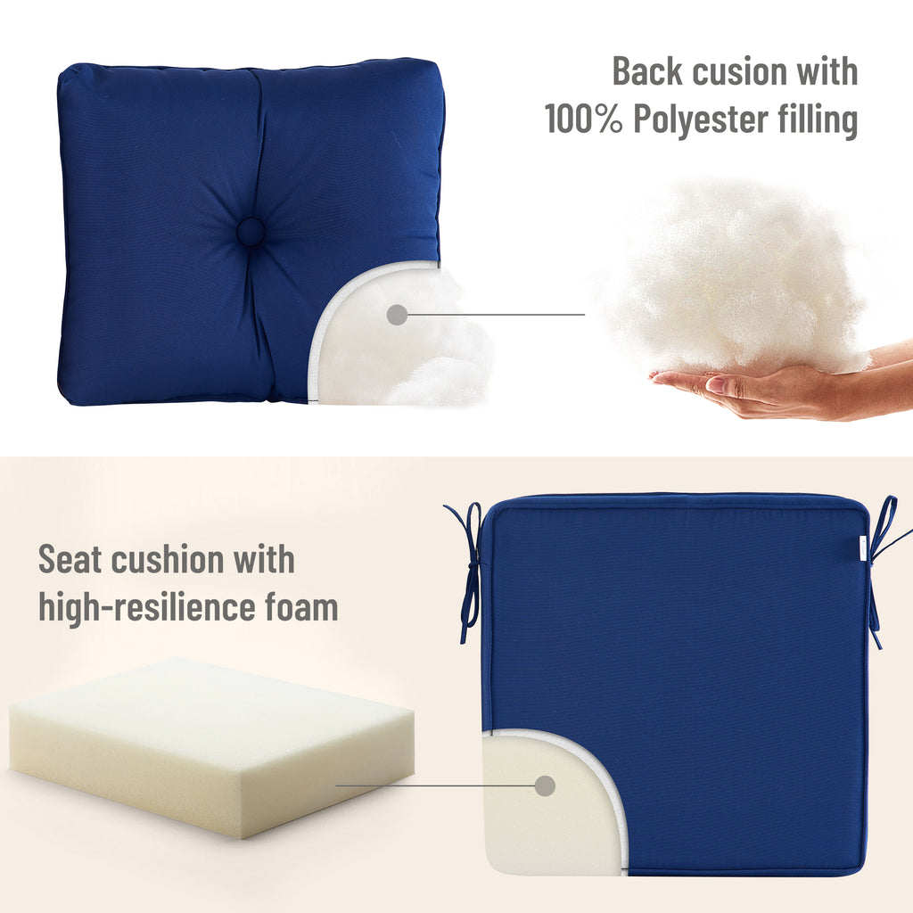 Deep Seat Pillow and High Back Chair Cushions Outdoor Water Repellent Replacement Patio Seating Cushions,Seat 24"x24"x6",Back 22"x24"x6"