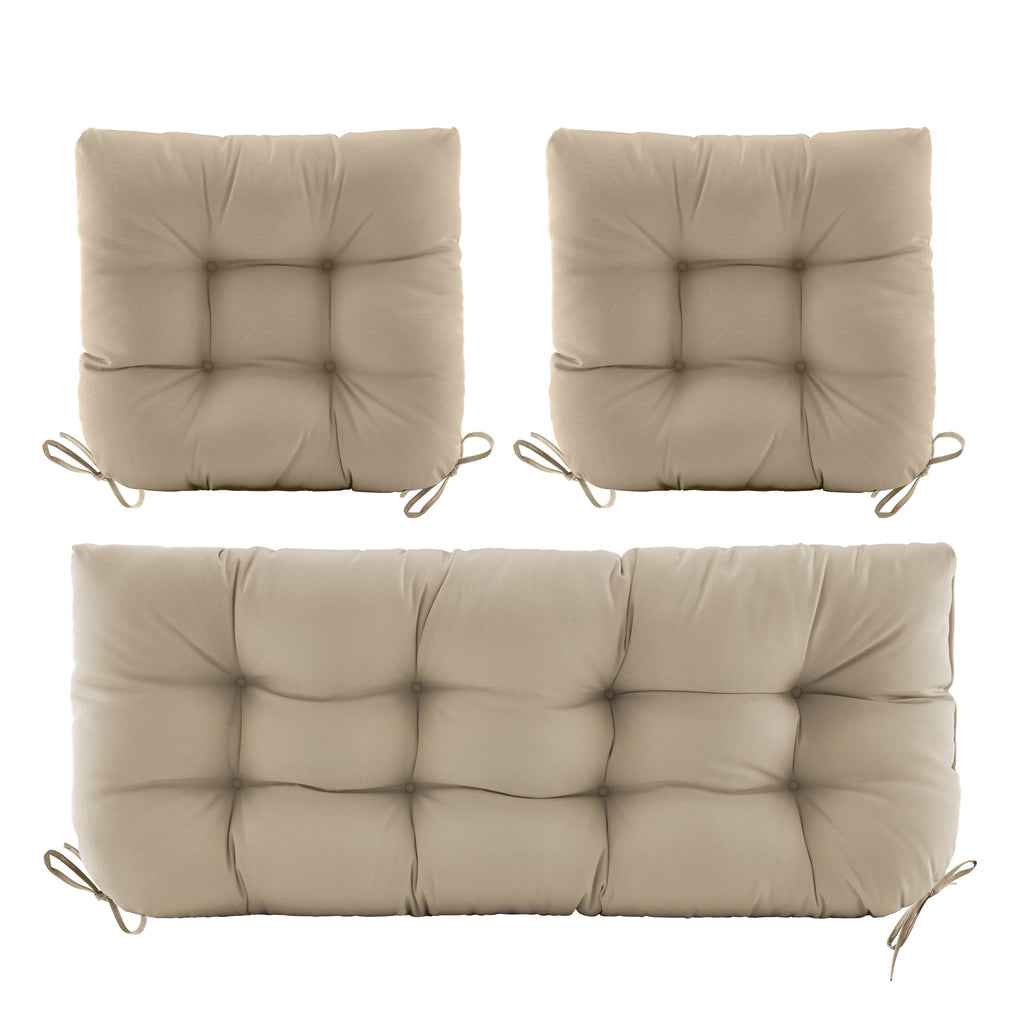 3 Pieces Outdoor Chair Cushions Clearance with Ties,44x19x5 Inches,1 Love seat &2 U-Shape Tufted Patio Bench Cushions for Wicker Outdoor Furniture,All Weather,