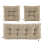 3 Pieces Outdoor Chair Cushions Clearance with Ties,44x19x5 Inches,1 Love seat &2 U-Shape Tufted Patio Bench Cushions for Wicker Outdoor Furniture,All Weather,