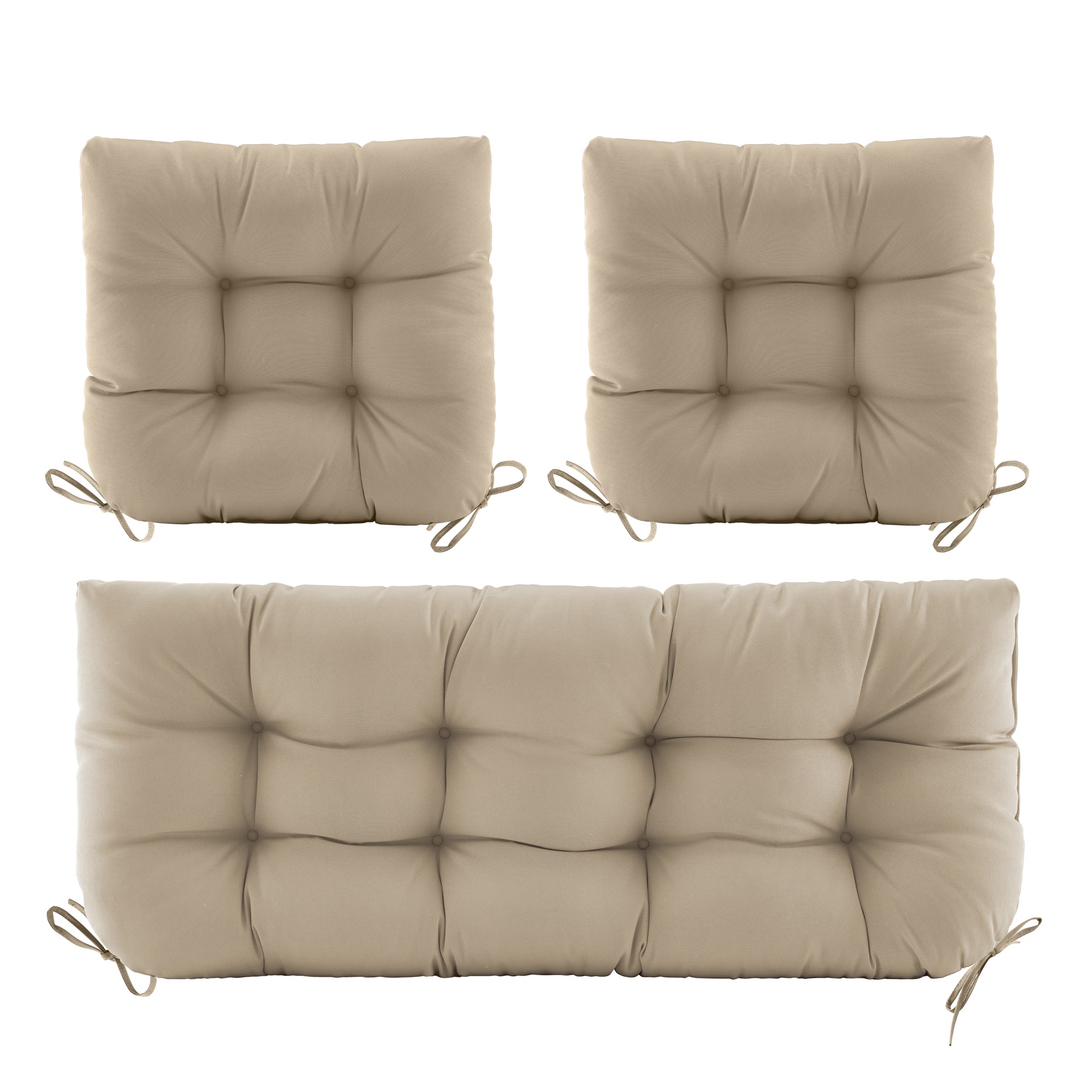 3 Pieces Outdoor Chair Cushions Clearance with Ties,44x19x5 Inches,1 Love seat &2 U-Shape Tufted Patio Bench Cushions for Wicker Outdoor Furniture,All Weather,
