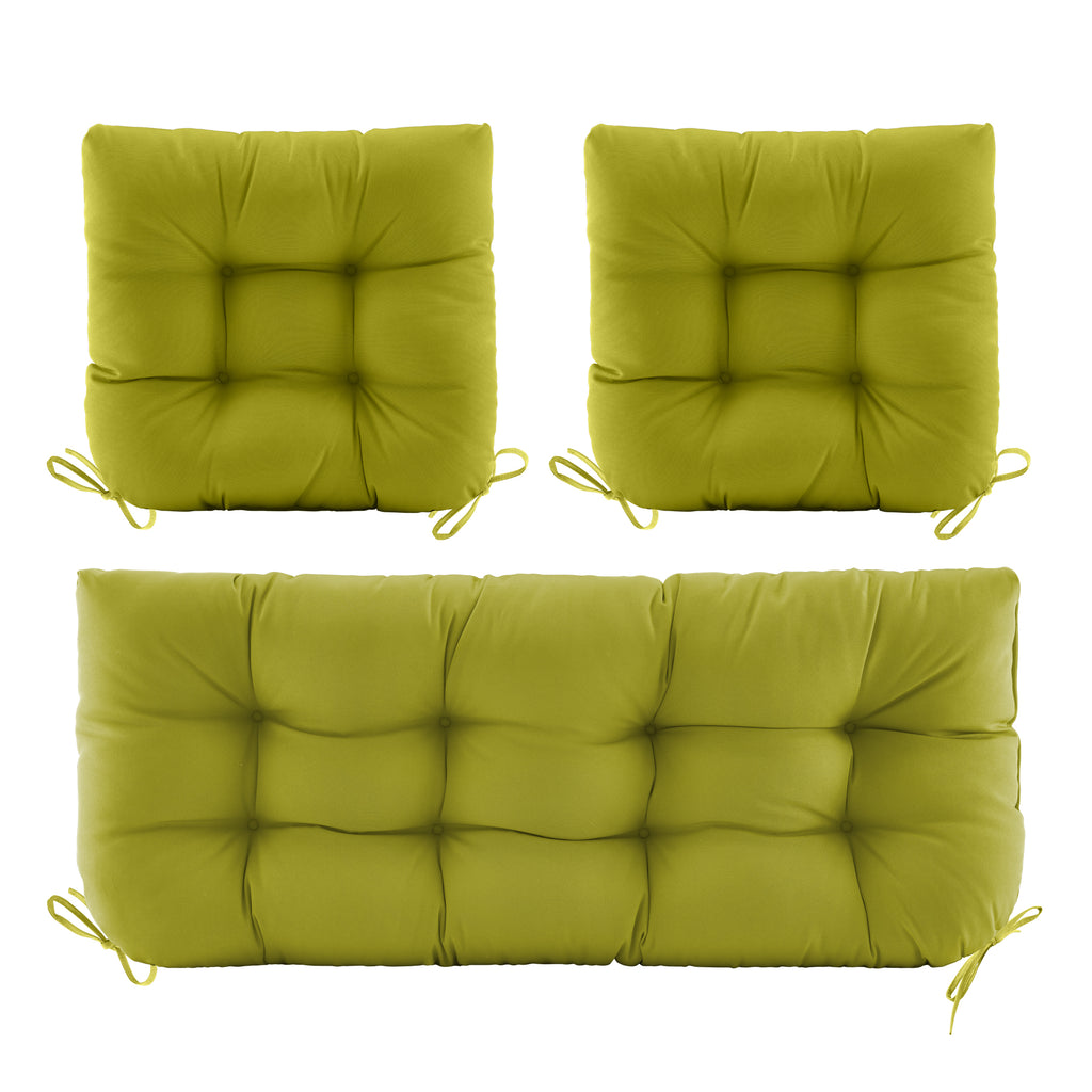 3 Pieces Outdoor Chair Cushions Clearance with Ties,44x19x5 Inches,1 Love seat &2 U-Shape Tufted Patio Bench Cushions for Wicker Outdoor Furniture,All Weather,