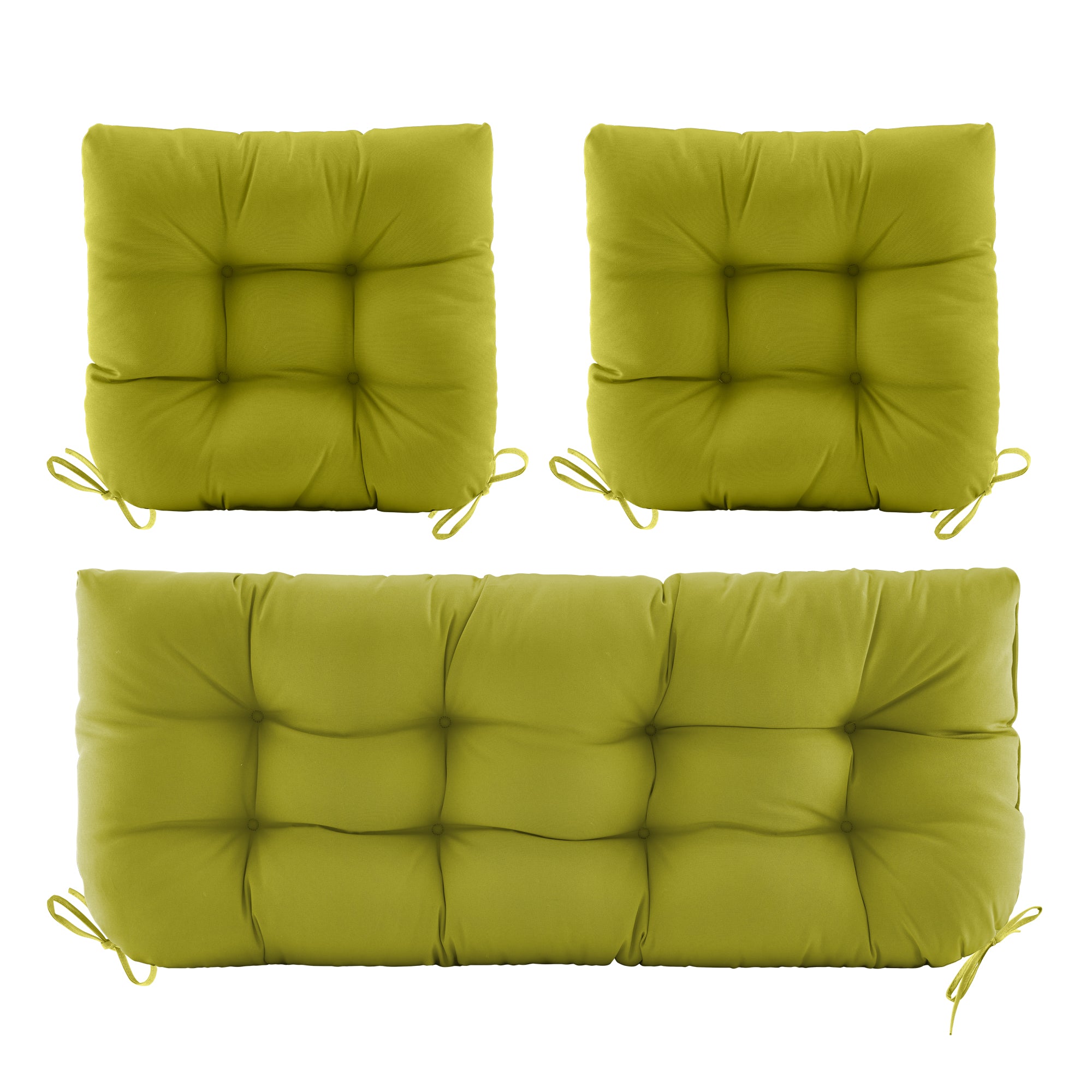 3 Pieces Outdoor Chair Cushions Clearance with Ties,44x19x5 Inches,1 Love seat &2 U-Shape Tufted Patio Bench Cushions for Wicker Outdoor Furniture,All Weather,