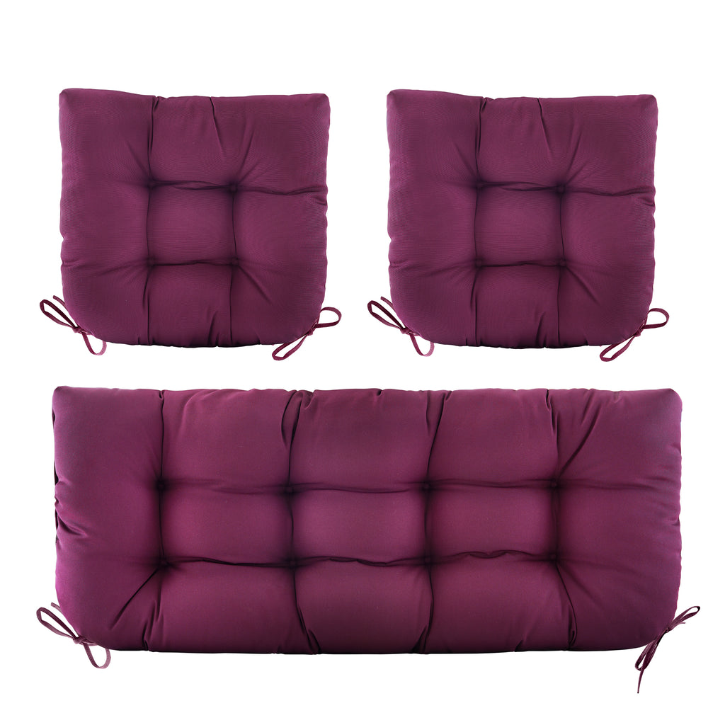 3 Pieces Outdoor Chair Cushions Clearance with Ties,44x19x5 Inches,1 Love seat &2 U-Shape Tufted Patio Bench Cushions for Wicker Outdoor Furniture,All Weather,
