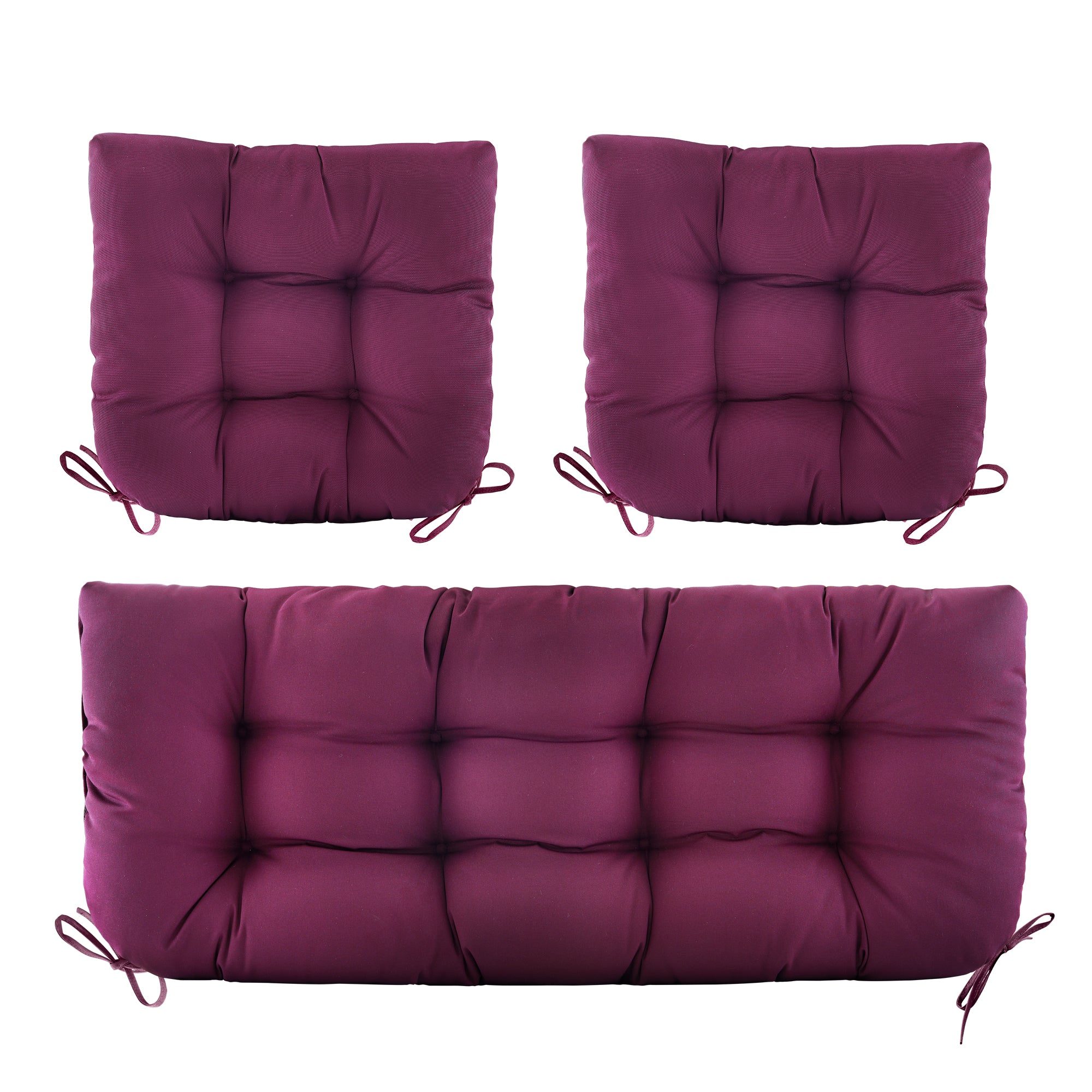 3 Pieces Outdoor Chair Cushions Clearance with Ties,44x19x5 Inches,1 Love seat &2 U-Shape Tufted Patio Bench Cushions for Wicker Outdoor Furniture,All Weather,