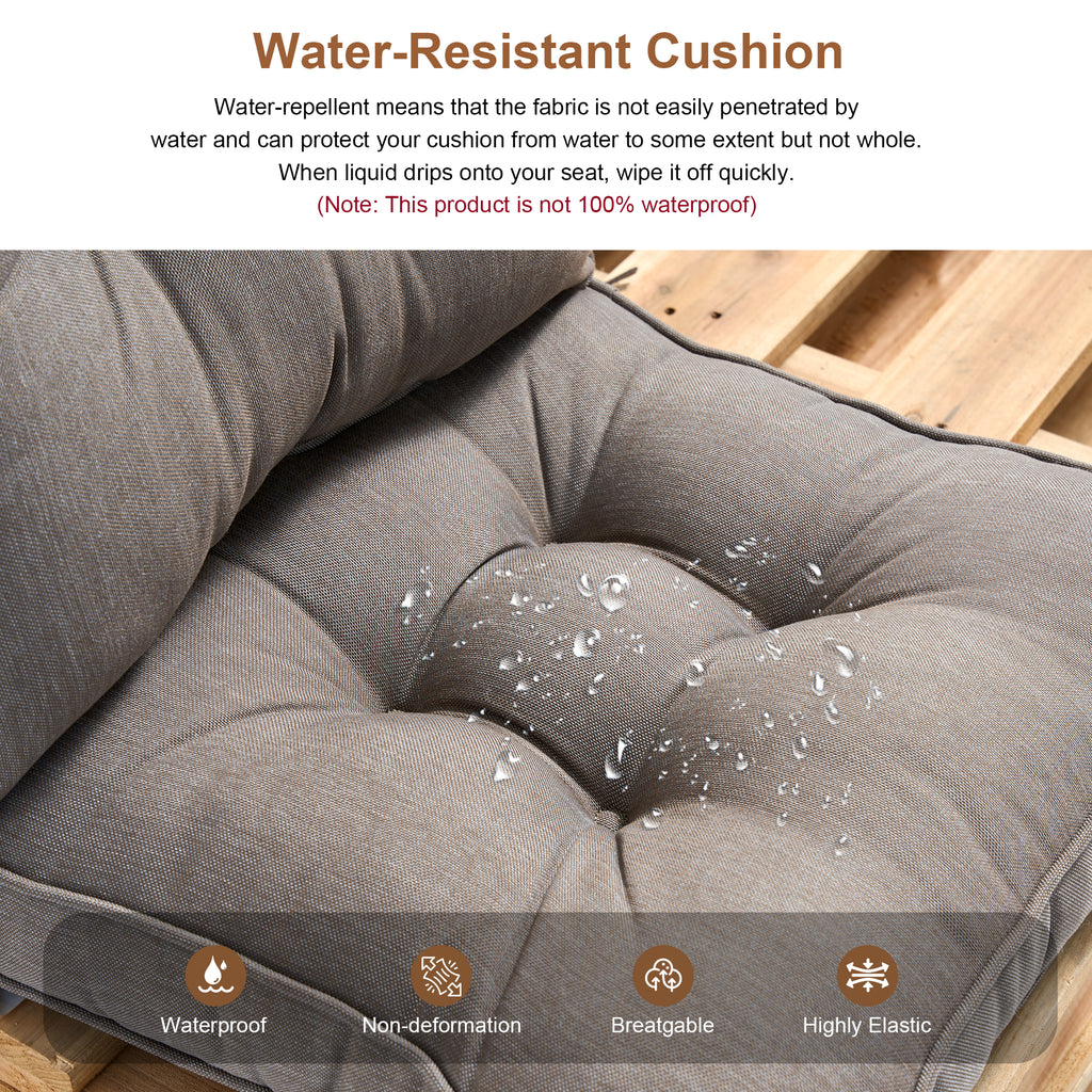 Outdoor Chair Cushions Set of 2, All-Weather Patio Furniture Cushions with High Resilience Foam, Indoor Outdoor Seat & Back Cushion for Patio, Garden, Sunroom